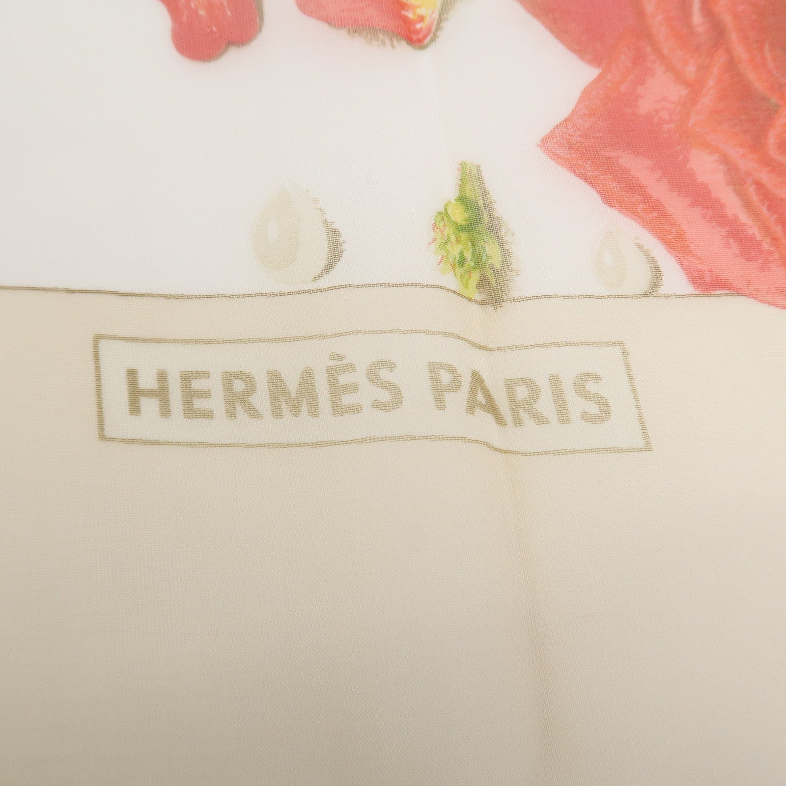 HERMES Carre 90 Silk 100% LA ROSEE Anne Gavarni Scarf Orange