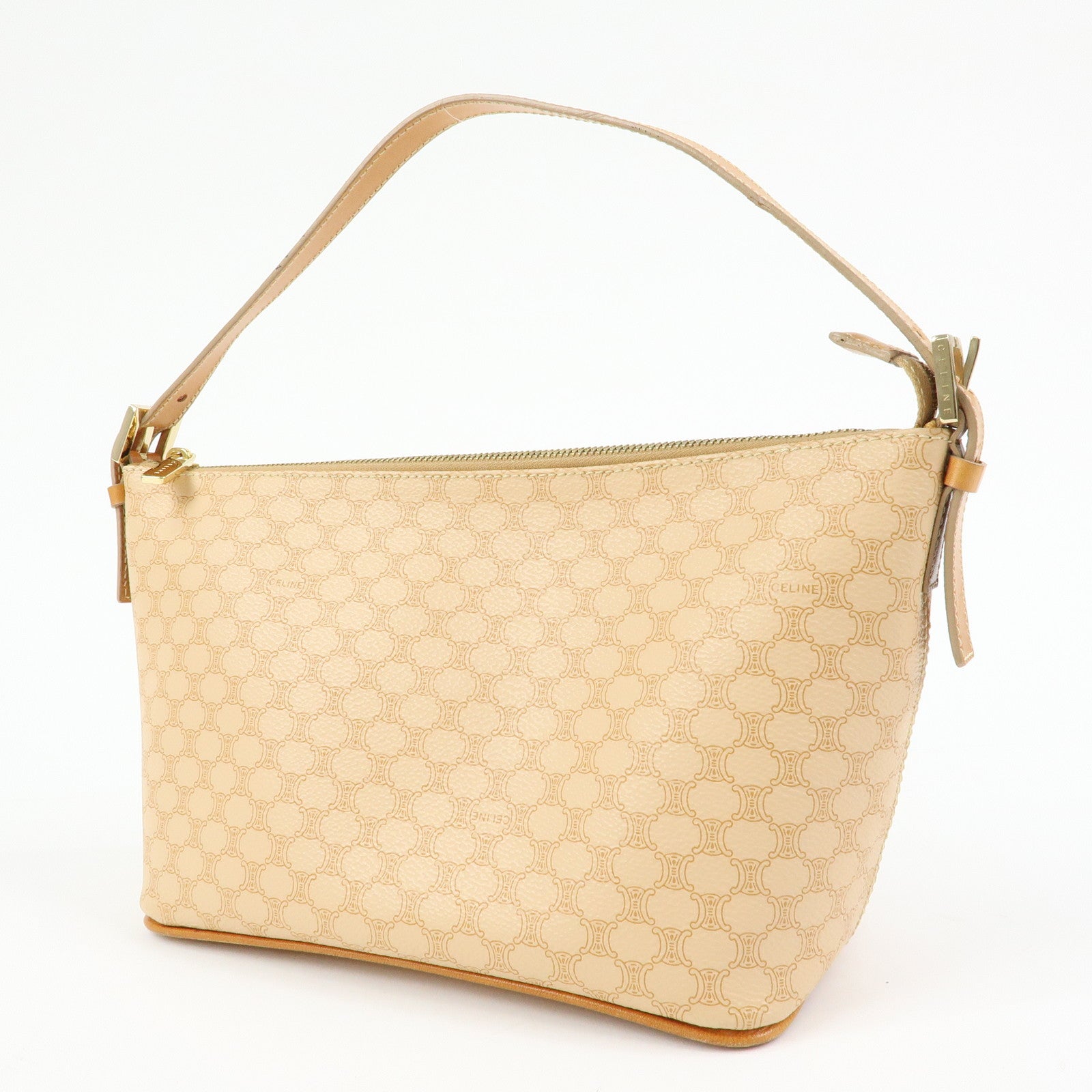 CELINE Macadam PVC Leather Hand Bag Shoulder Bag Beige