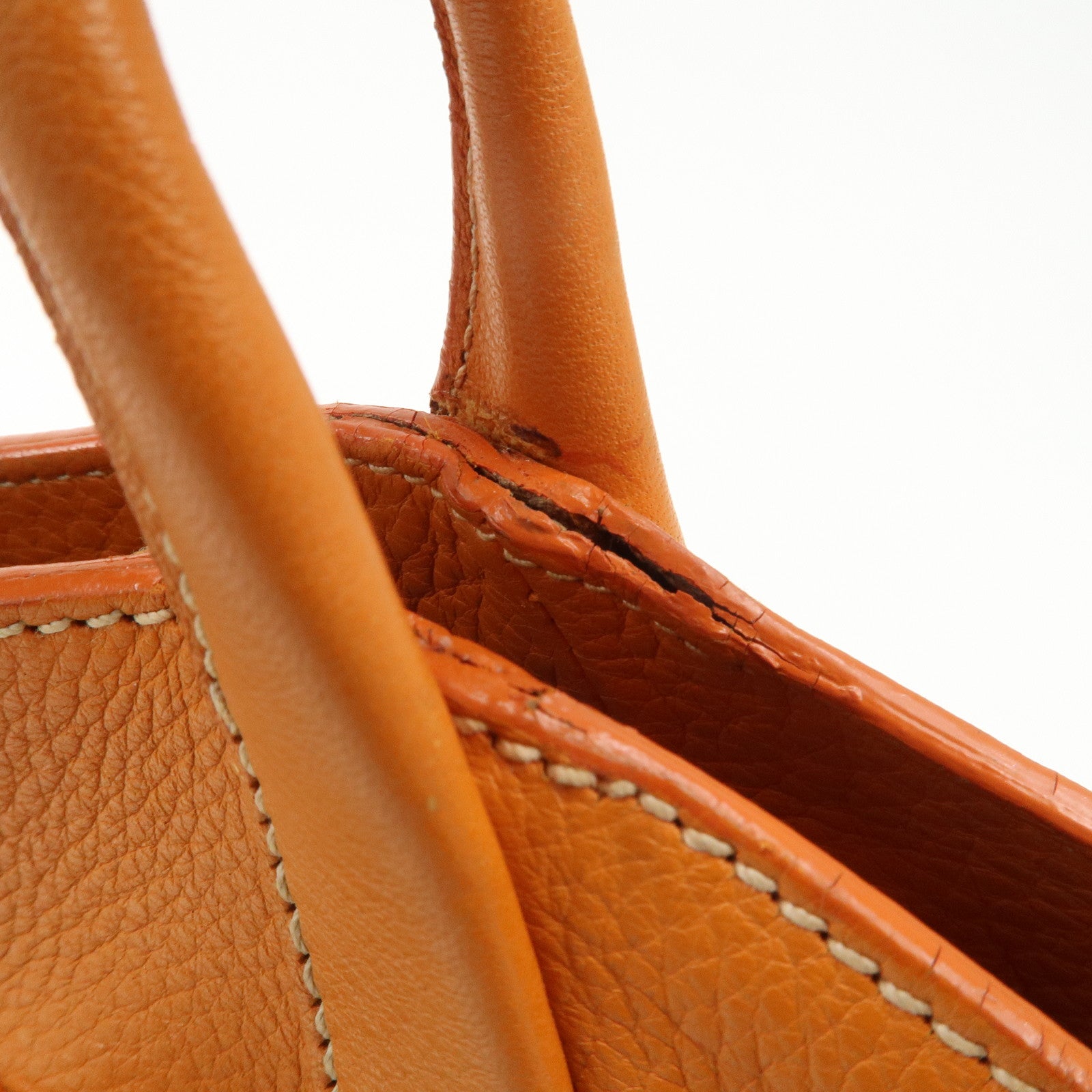PRADA Triangle Logo Raffia Leather Shoulder Bag Beige Orange