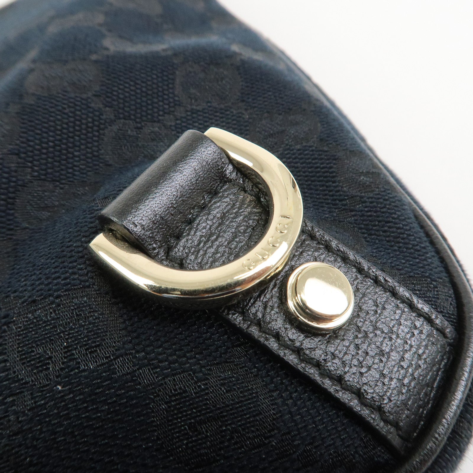 GUCCI Abbey GG Canvas Leather Shoulder Bag Black 130738