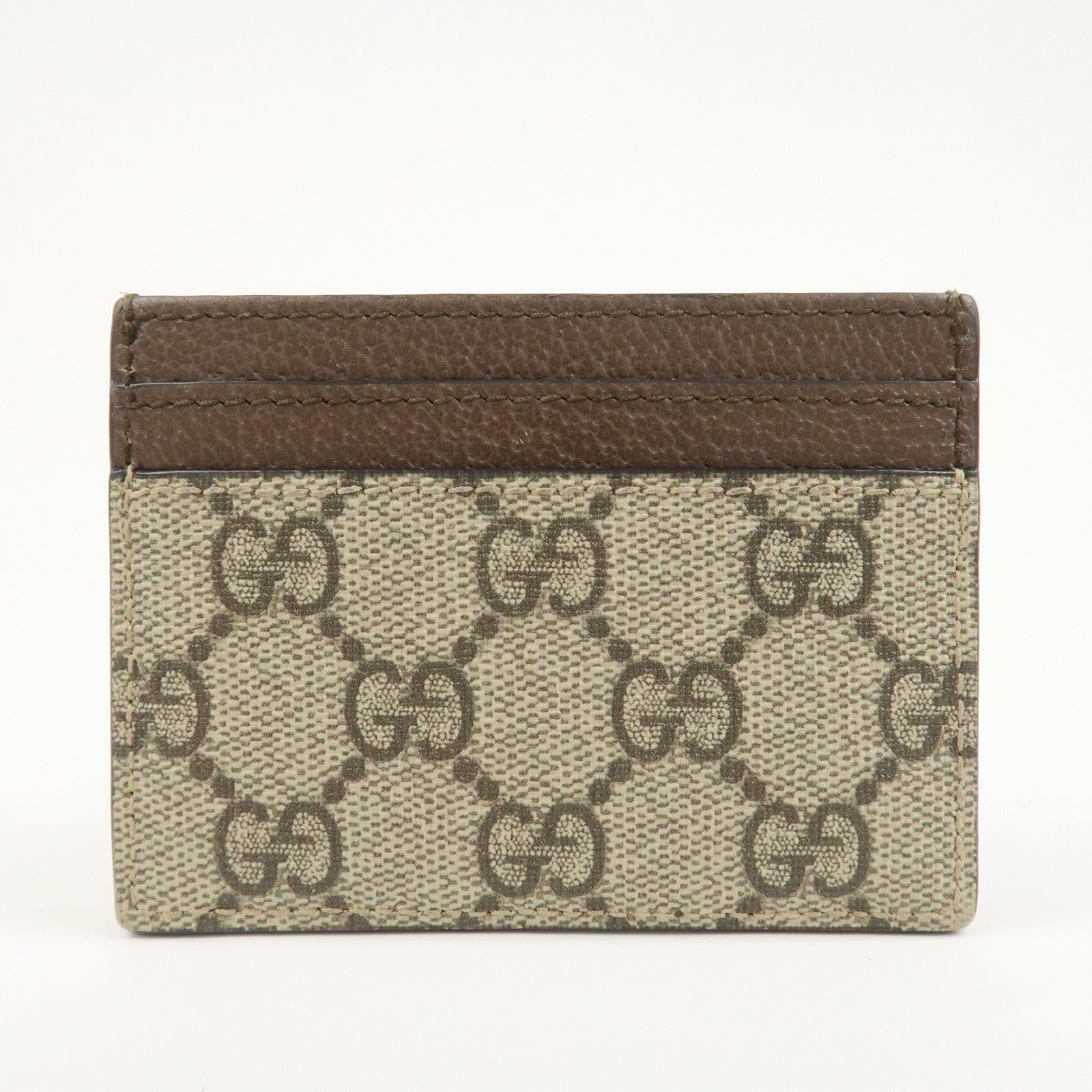 GUCCI Ophidia GG Supreme Leather Card Case Card Holder Brown 523159