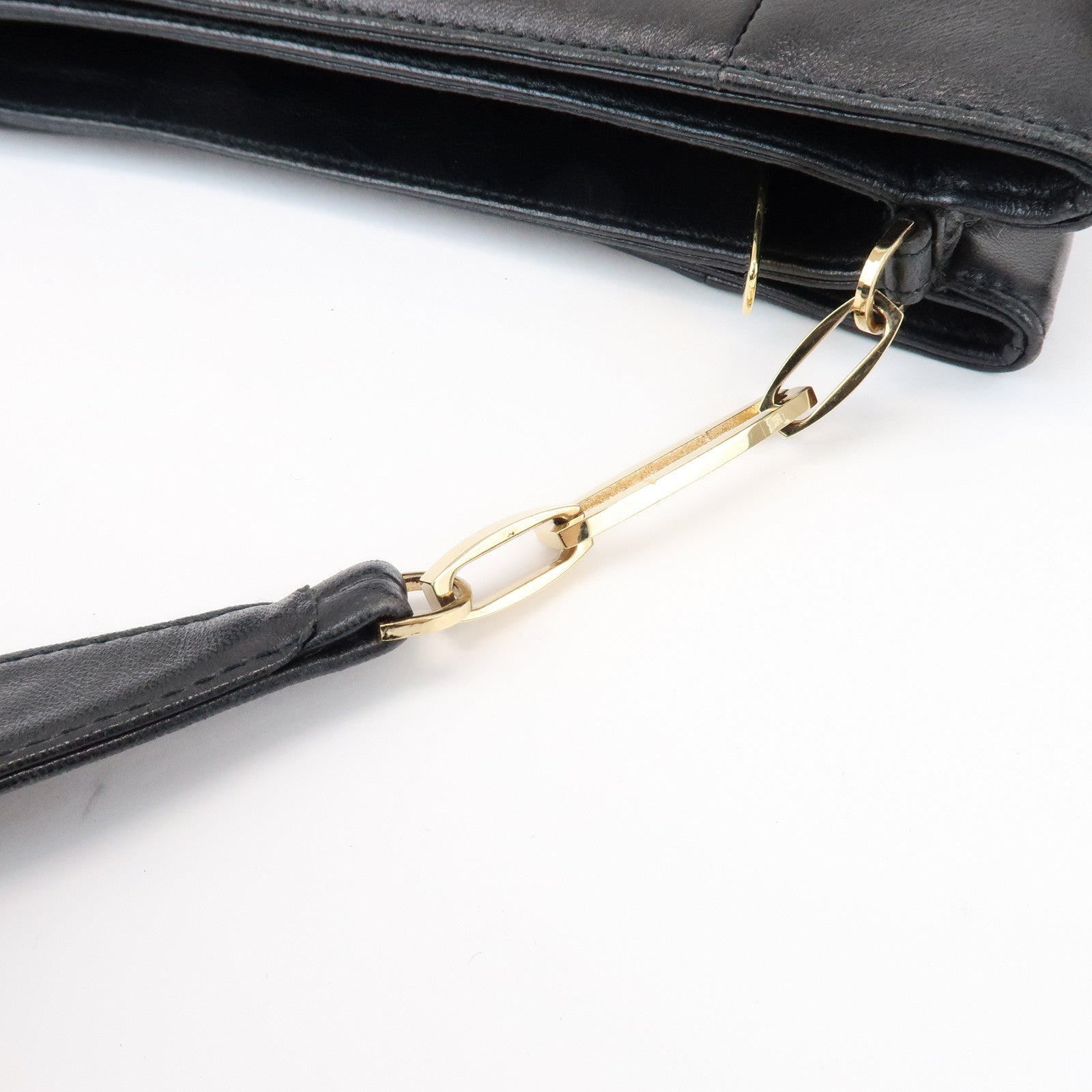 LOEWE Anagram Logo Nappa Leather Chain Shoulder Bag Hand Bag Black