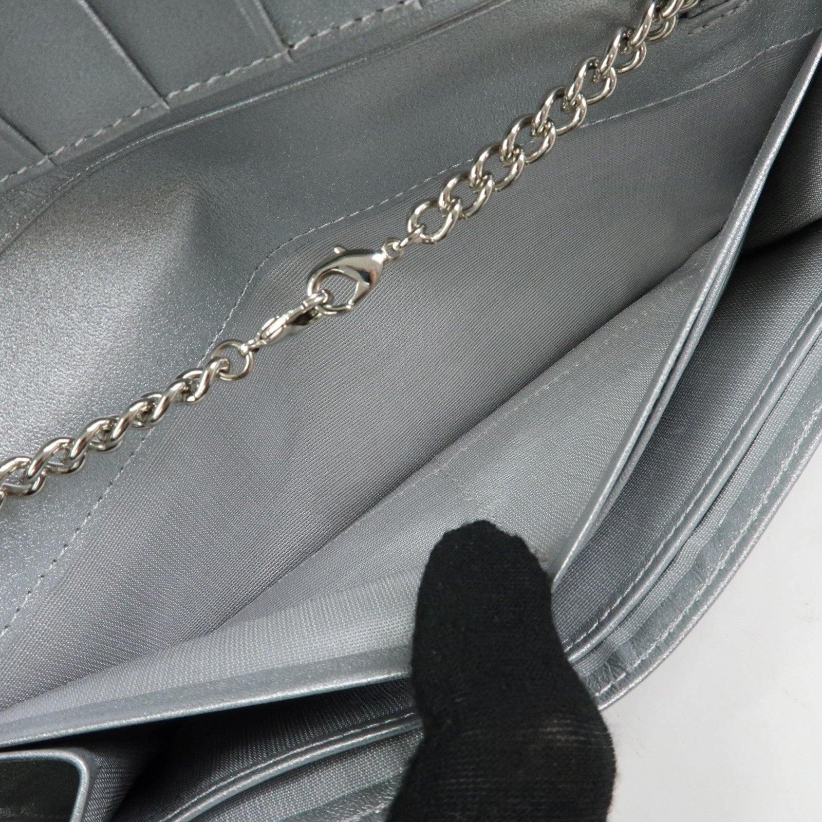 ANTEPRIMA PVC Wire Chain Pearl Hand Bag Long Wallet Silver