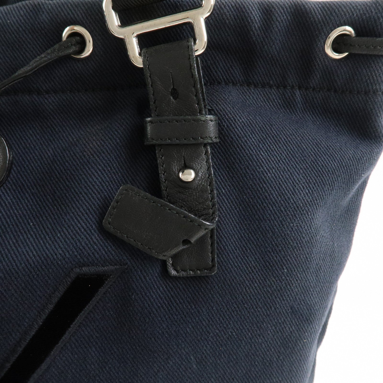 SAINT LAURENT PARIS Canvas Leather Tote Bag Shoulder Bag Navy