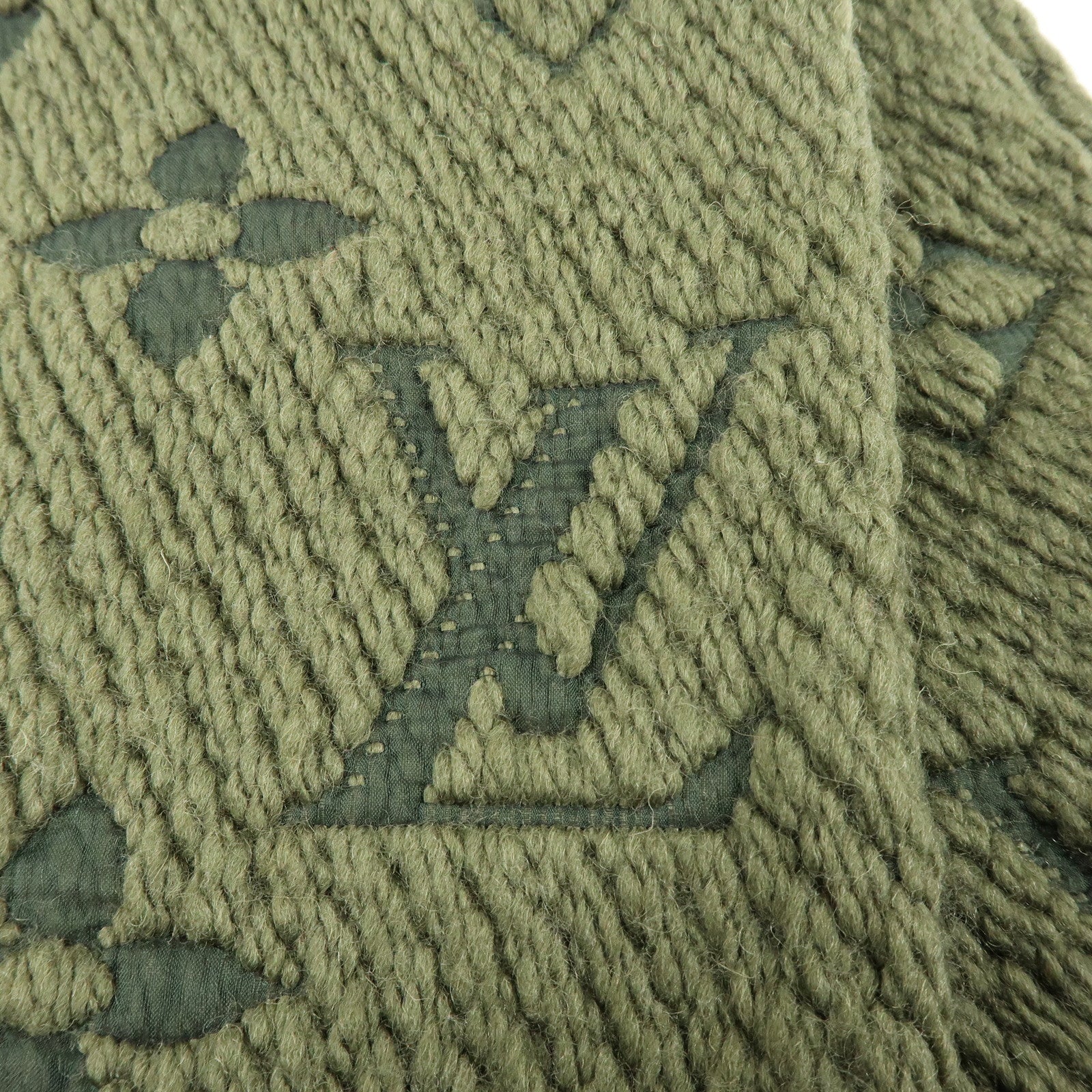 Louis Vuitton Echarpe Logomania Wool Silk Scarf Khaki 413287