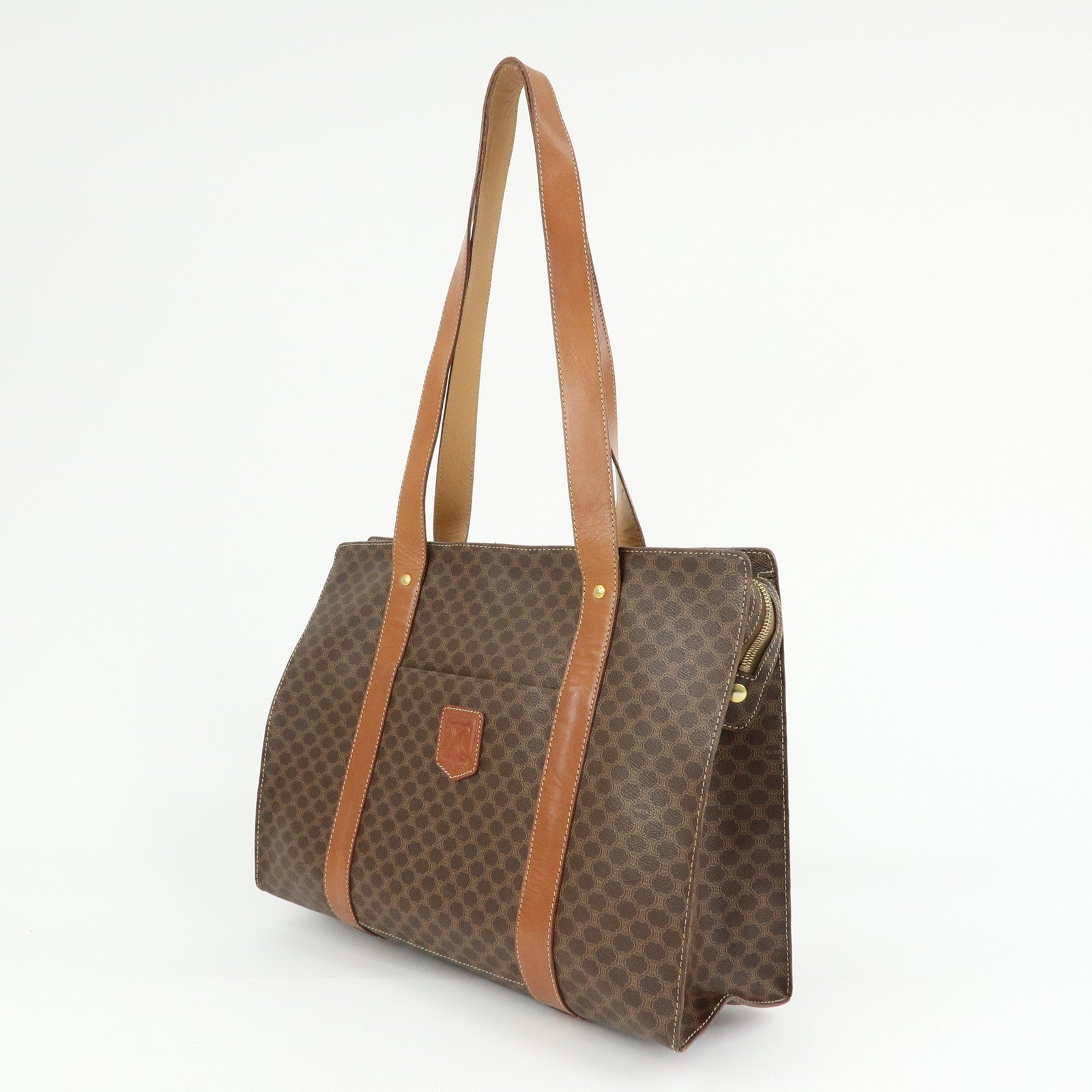 CELINE Macadam PVC Leather Tote Bag Shoulder Bag Brown
