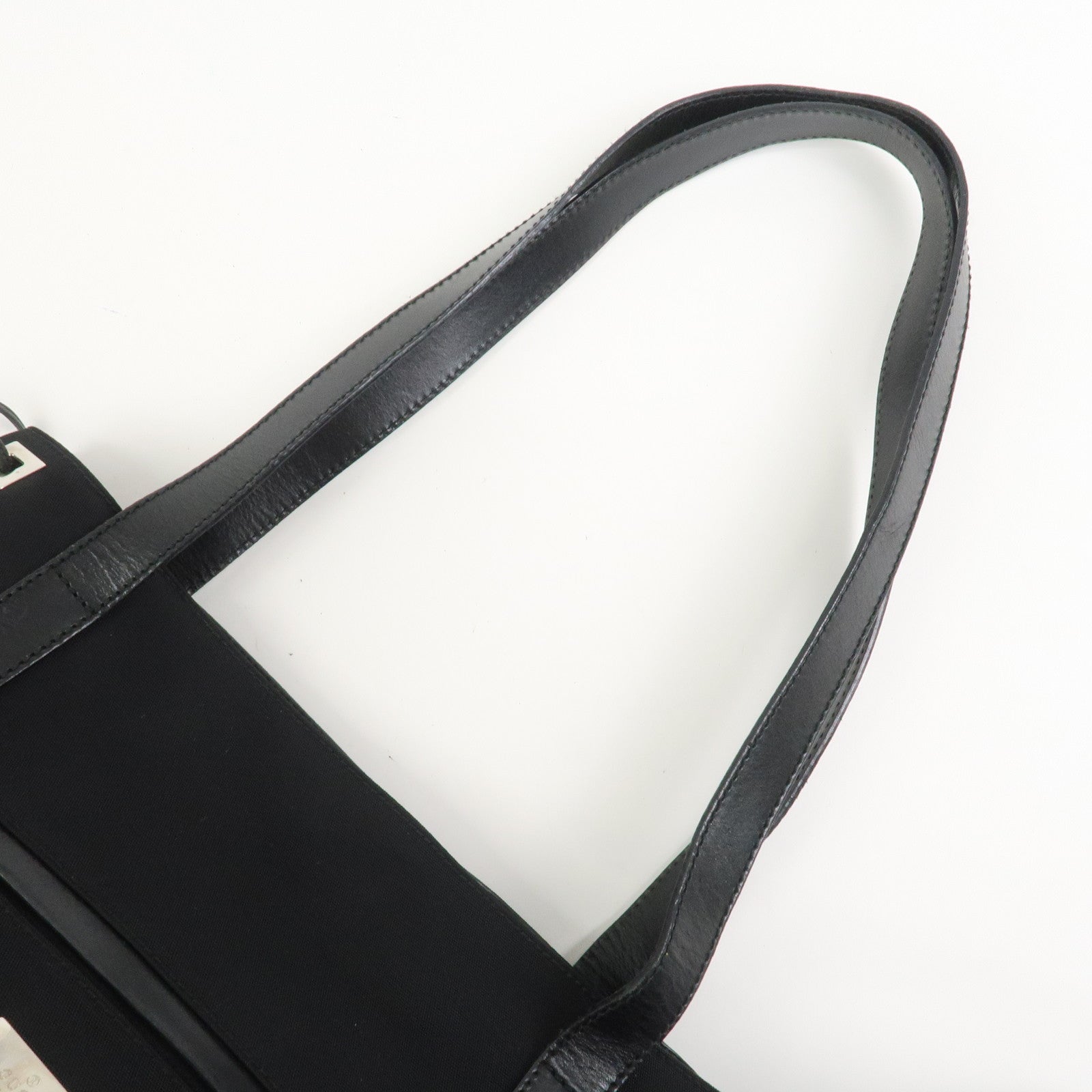 GUCCI Logo Nylon Leather Tote Bag Shoulder Bag Black 019・0493