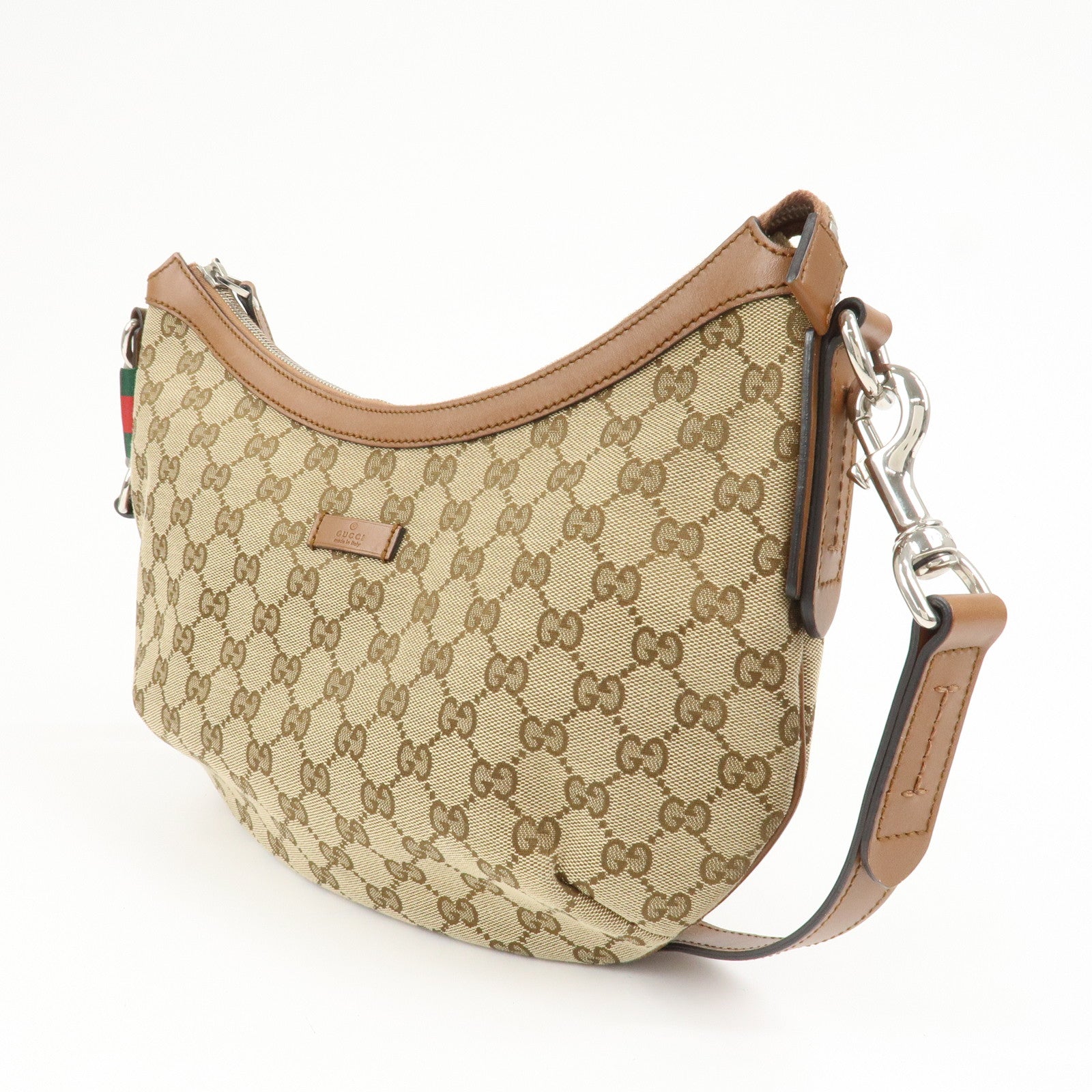GUCCI Sherry GG Canvas Leather Shoulder Bag Beige Brown 353399