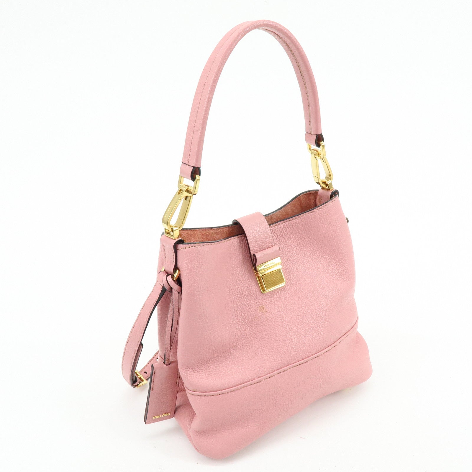 MIU MIU Madras Leather 2Way Bag Hand Bag Shoulder Bag Pink RR1951