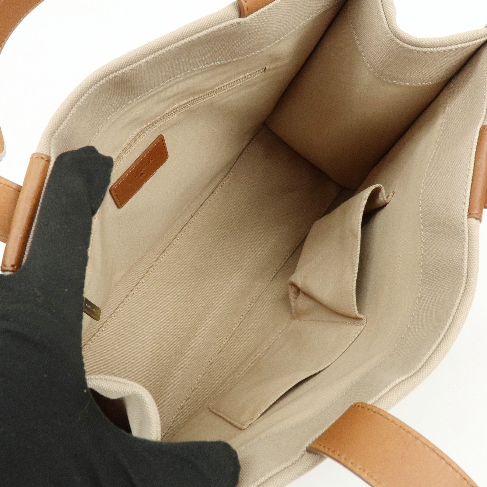 BURBERRY Nova Plaid Canvas Leather Tote Bag Hand Bag Beige Brown