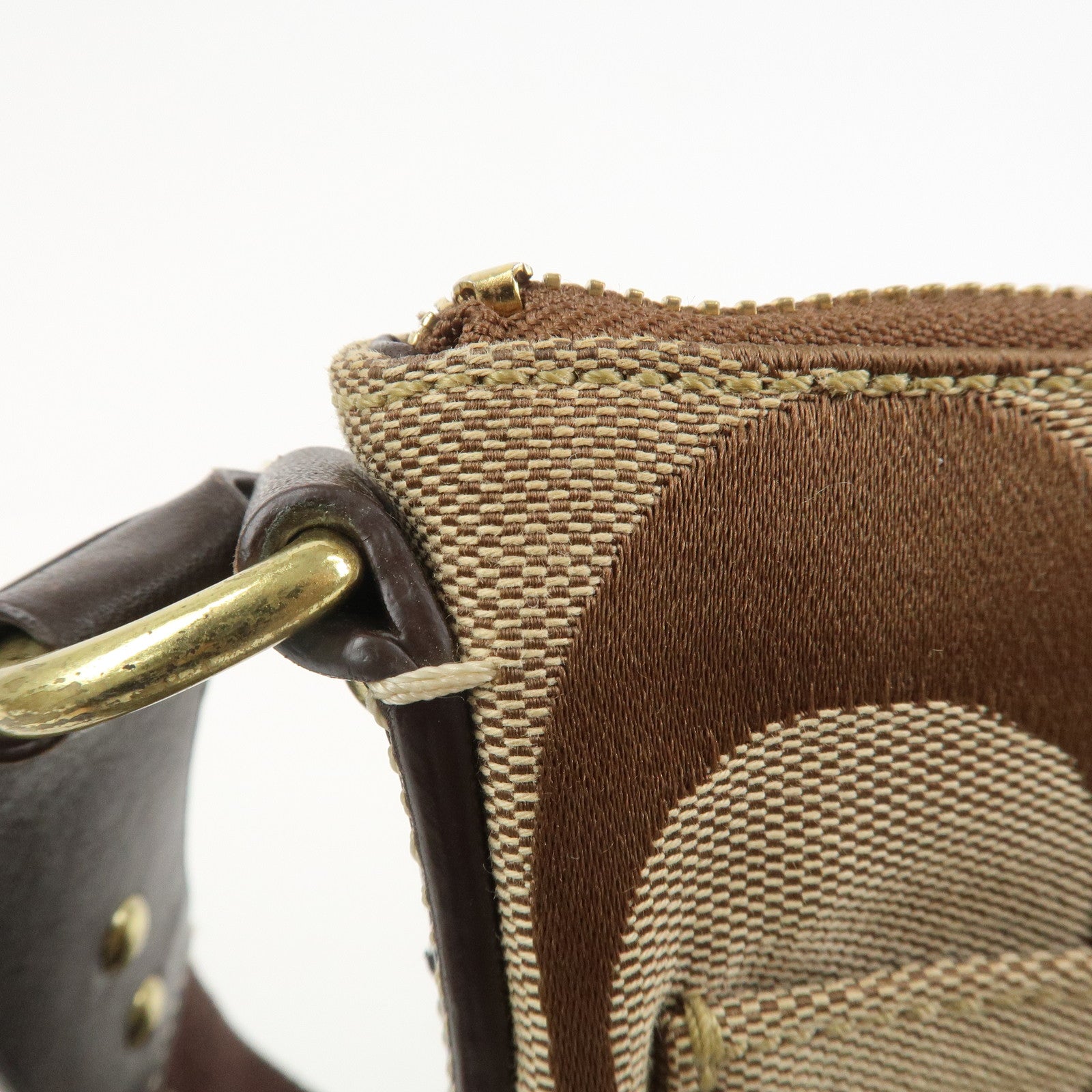 COACH Signature Canvas Leather Shoulder Crossbody Bag Beige Brown