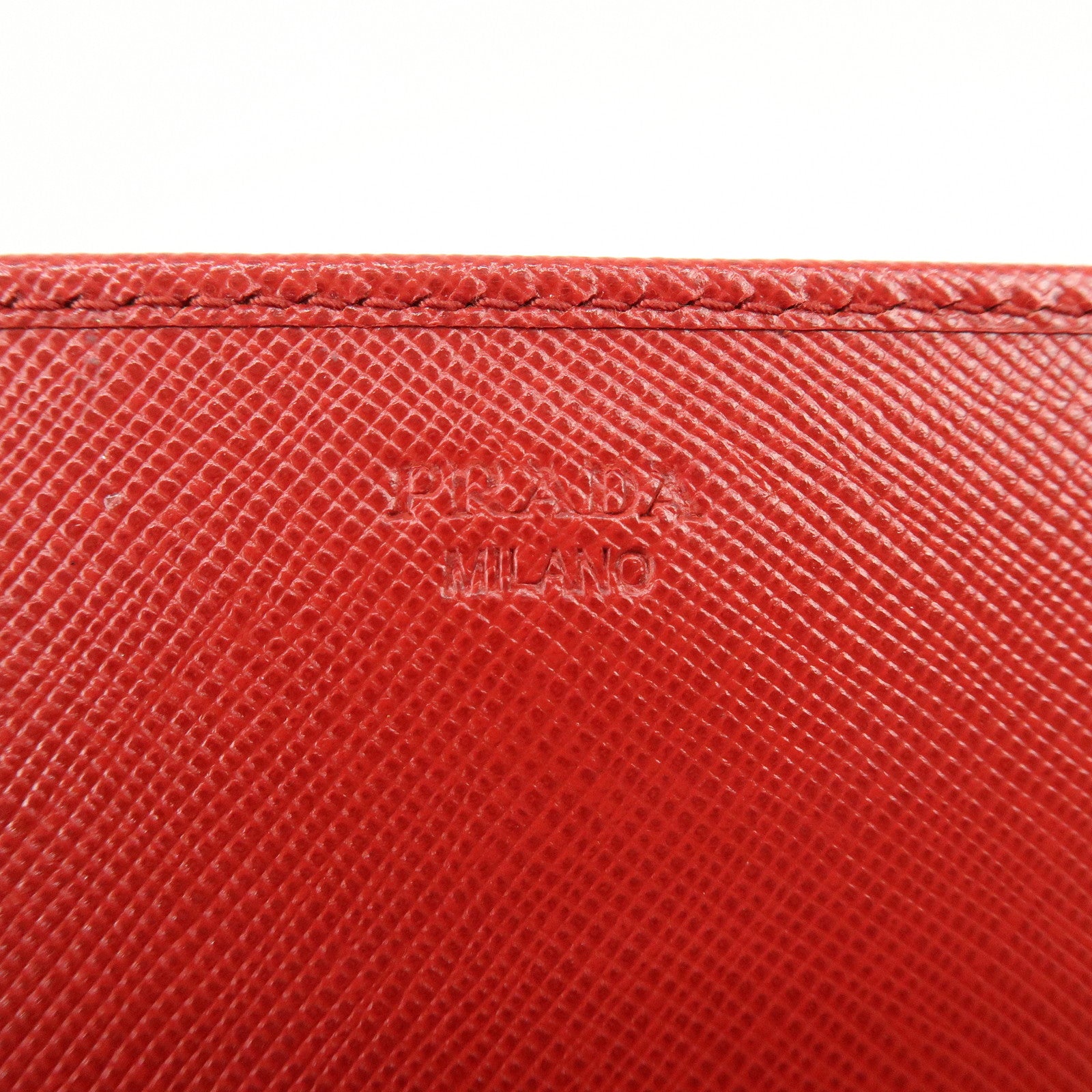 PRADA Saffiano Leather Chain Wallet Shoulder Bag Red 1M1290