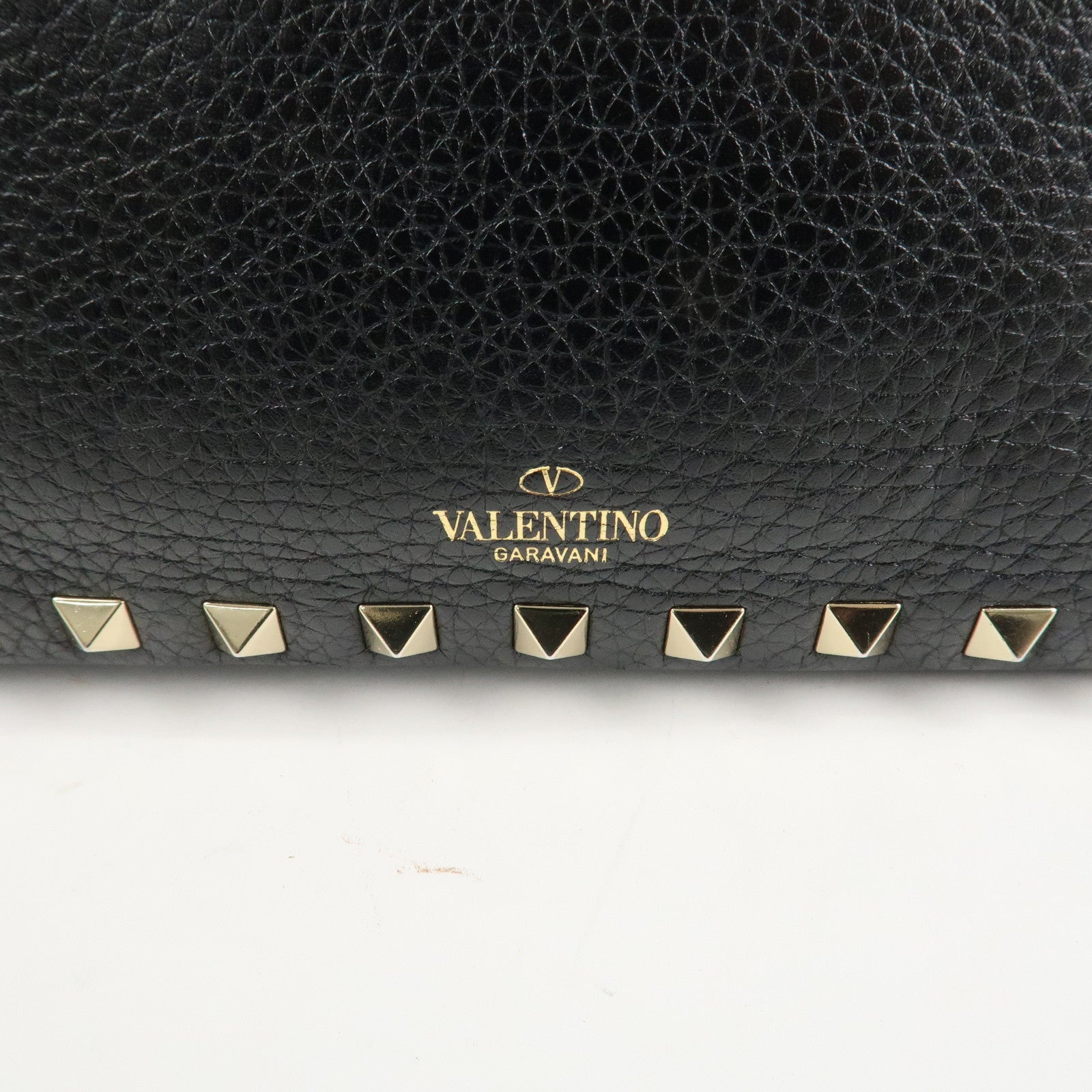 VALENTINO Rock Studs Grained Calf Leather 2Way Shoulder Bag Black
