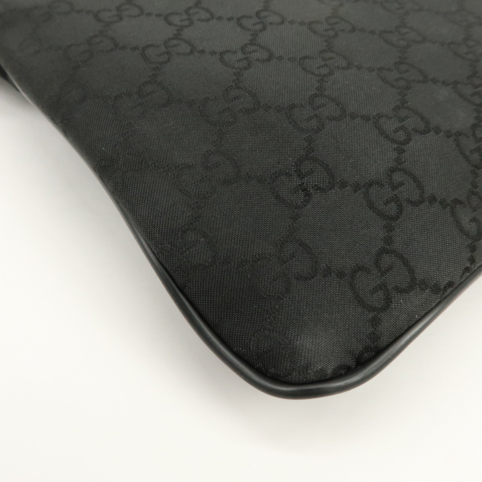 GUCCI GG Nylon Leather Shoulder Bag Crossbody Bag Black 449183