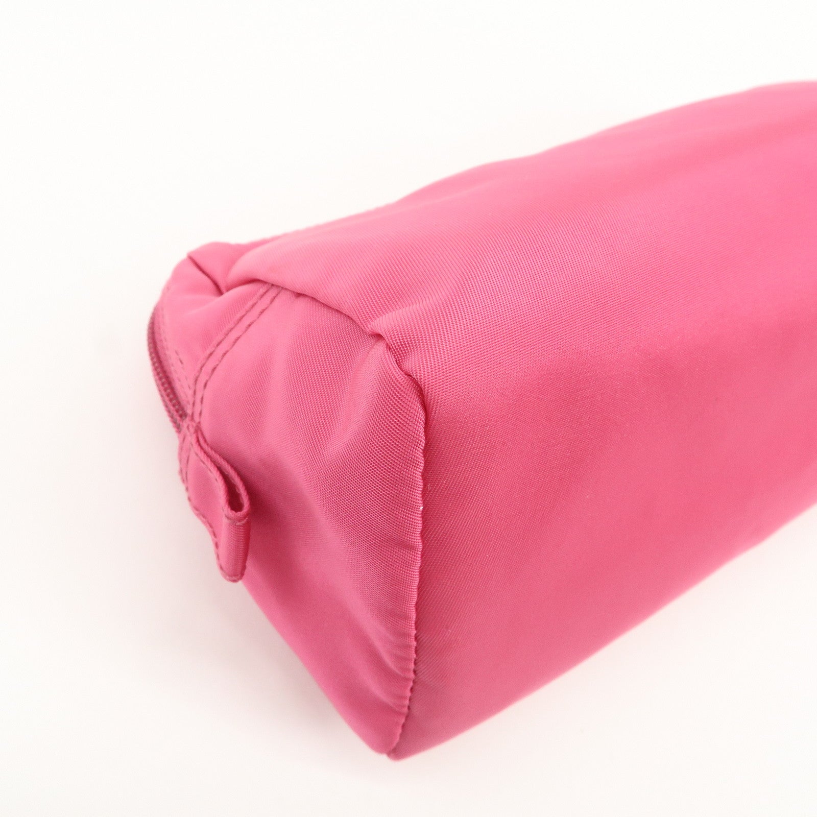 PRADA Triangle Logo Nylon Pouch Cosmetic Pouch Fuchsia Pink 1NA693