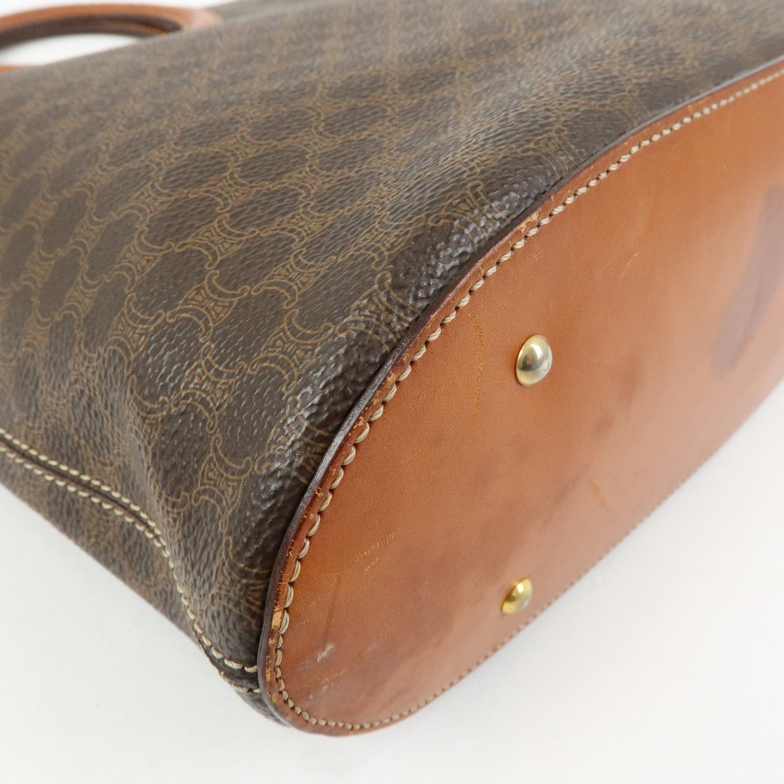 CELINE Macadam PVC Leather Hand Bag Tote Bag Brown