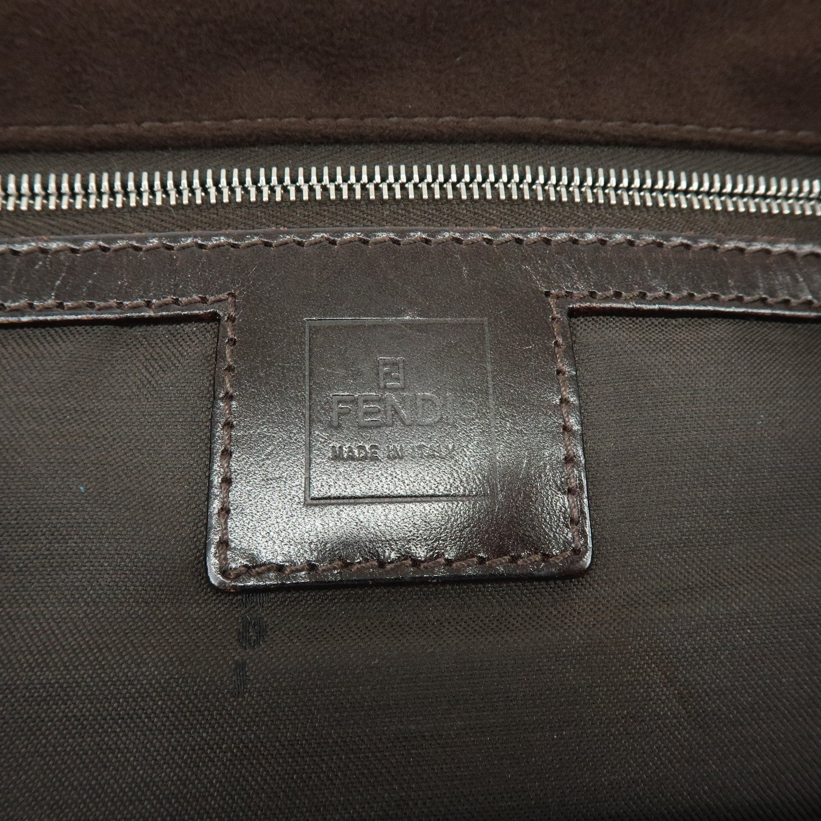 FENDI Wool Leather Shoulder Bag Crossbody Bag Brown 16071