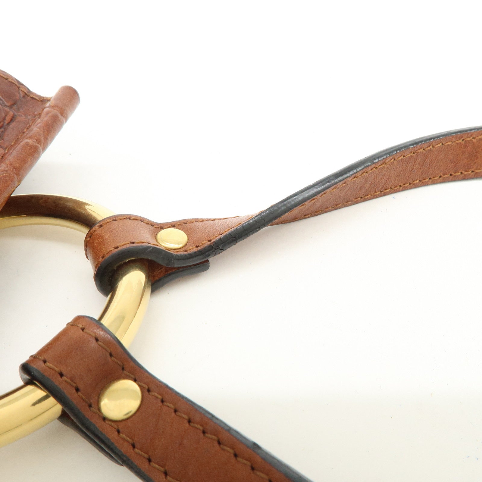 Chloe Logo Embossed Leather Shoulder Bag Hand Bag Brown