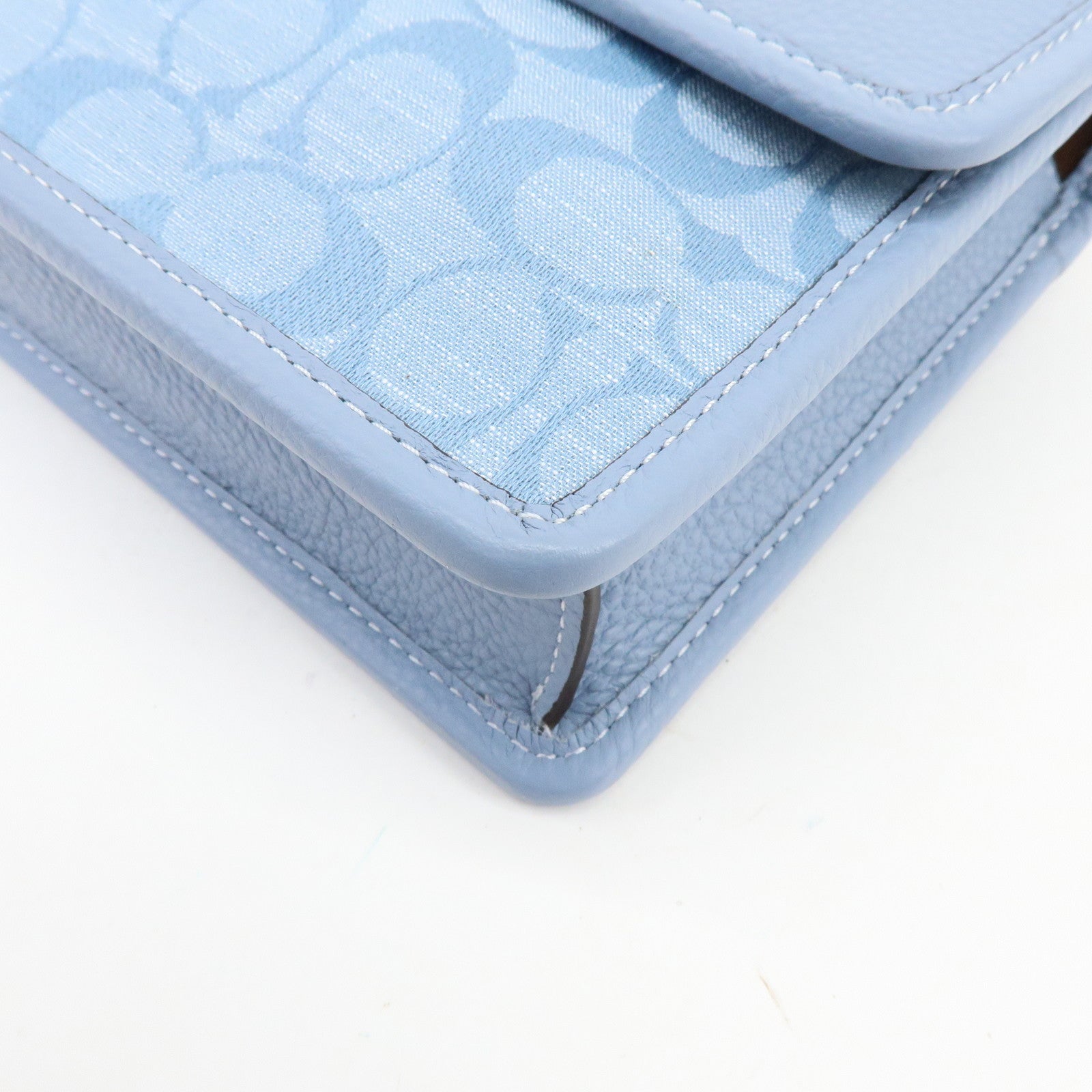 COACH Signature Canvas Leather Shoulder Bag Crossbody Bag Blue