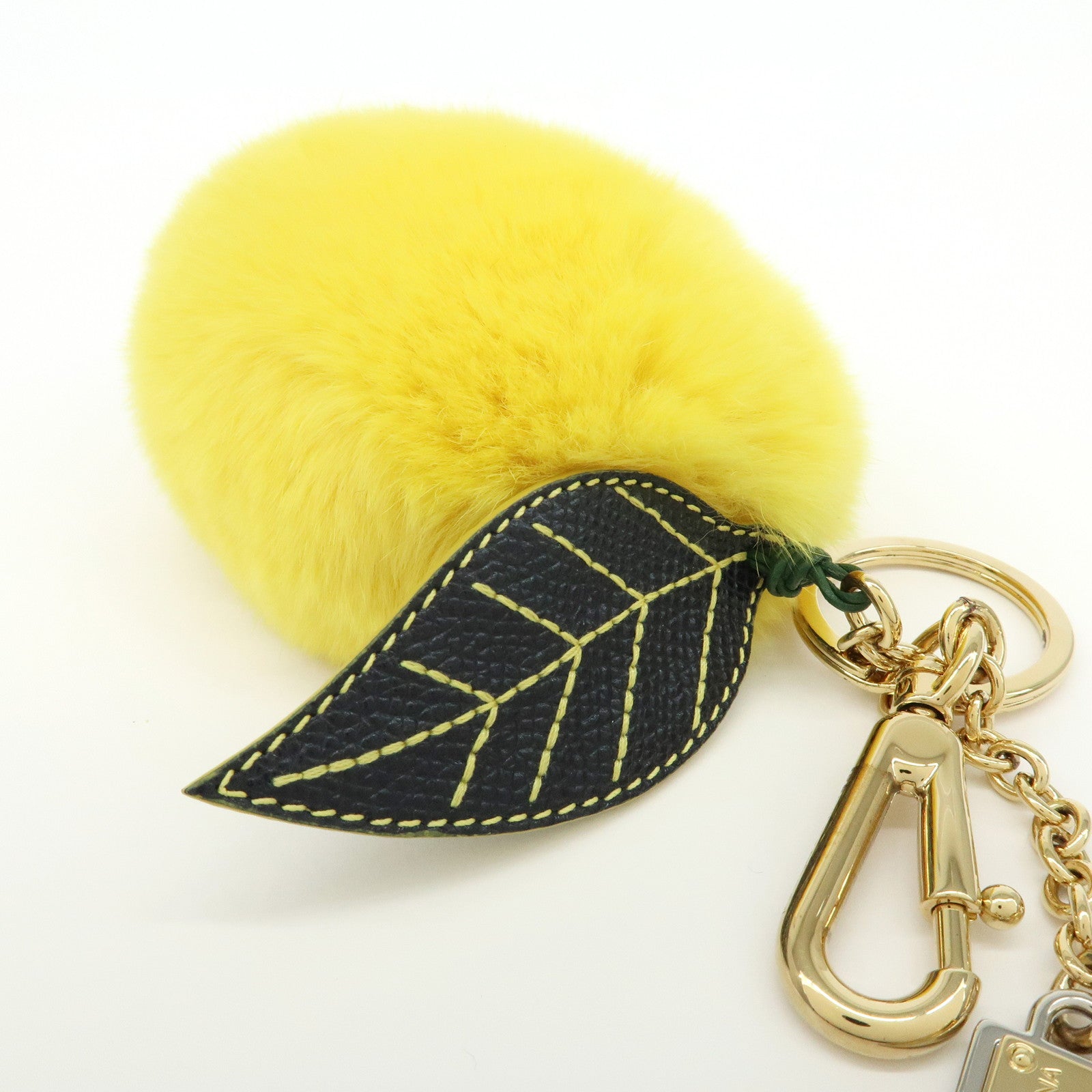 Dolce&Gabbana Lemon Motif Fur Leather Bag Charm Key Chain Yellow