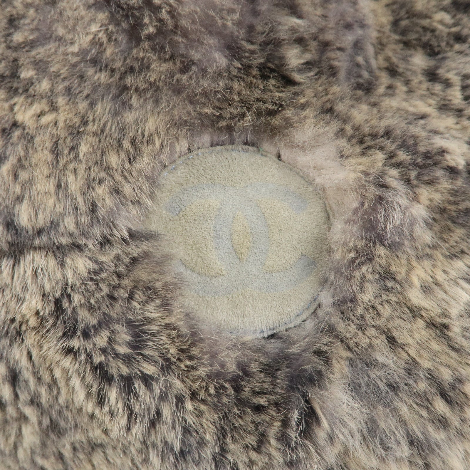 CHANEL COCO Mark Logo Fur Suede Hand Bag Grey