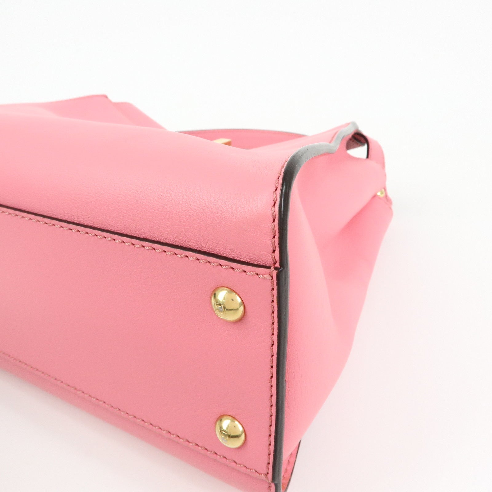 FENDI Peekaboo Leather 2Way Bag Hand Bag Shoulder Bag Pink 8BN290