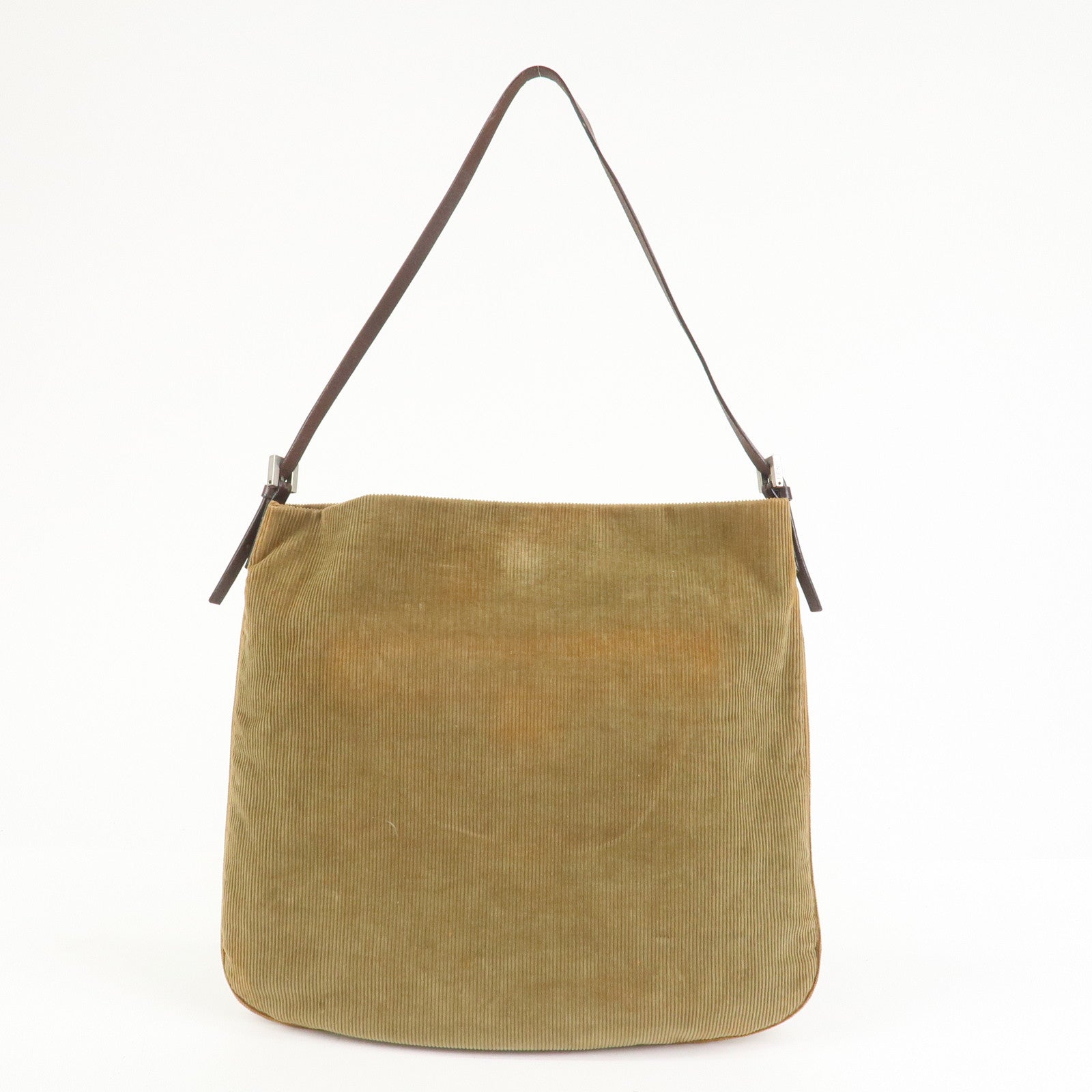 FENDI Corduroy Leather Shoulder Bag Brown 26733