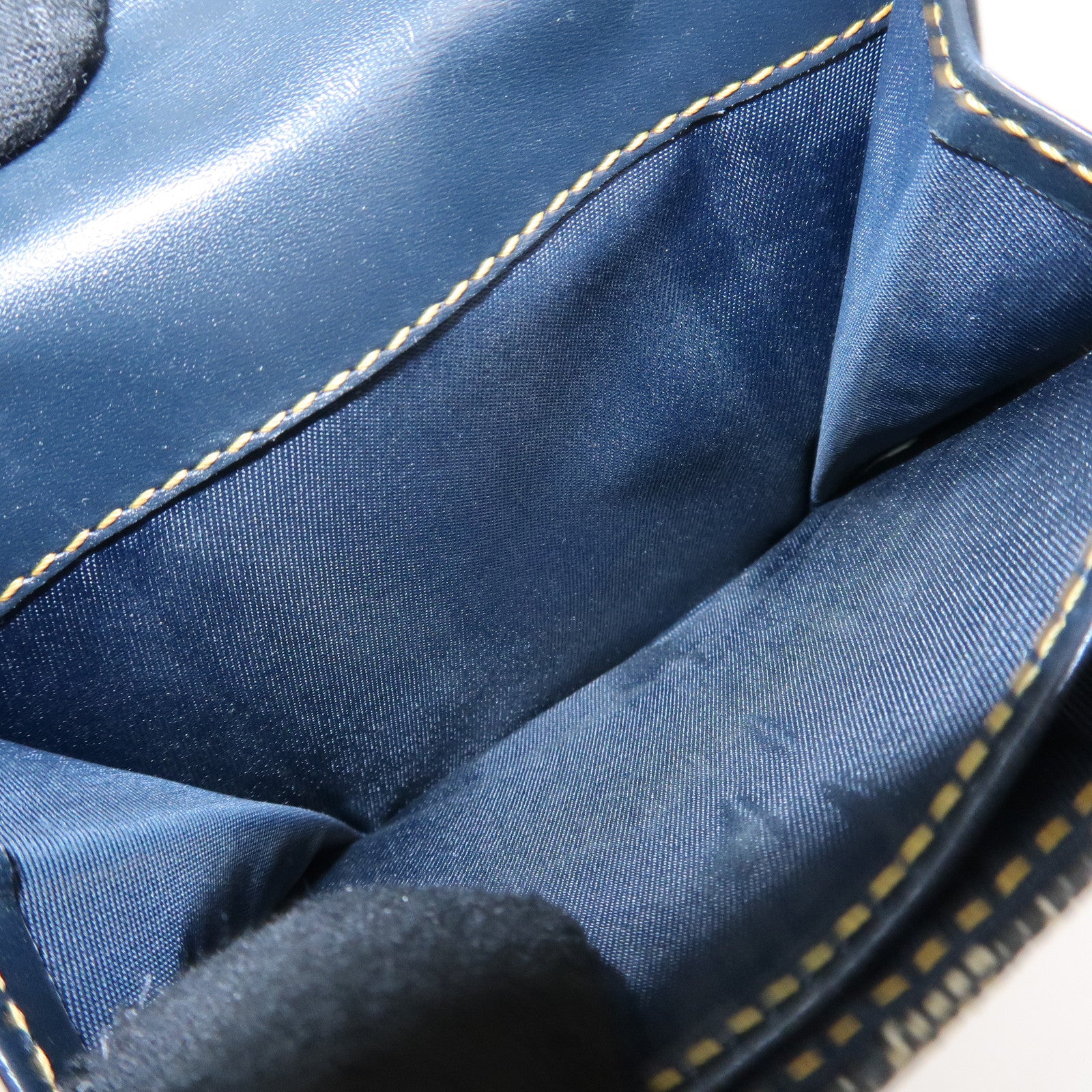 Christian Dior Trotter Saddle Canvas Leather Compact Wallet Navy