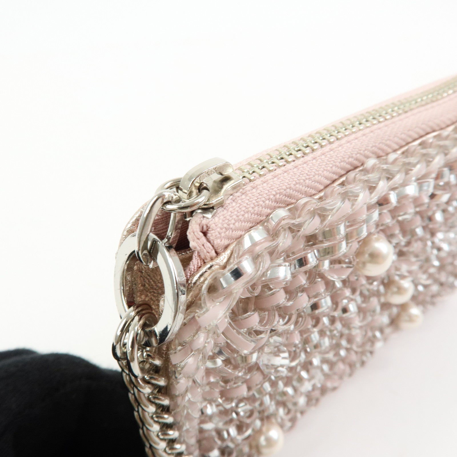 ANTEPRIMA Miss Clio PearlⅡPVC Wire Compact Wallet Metallic Pink