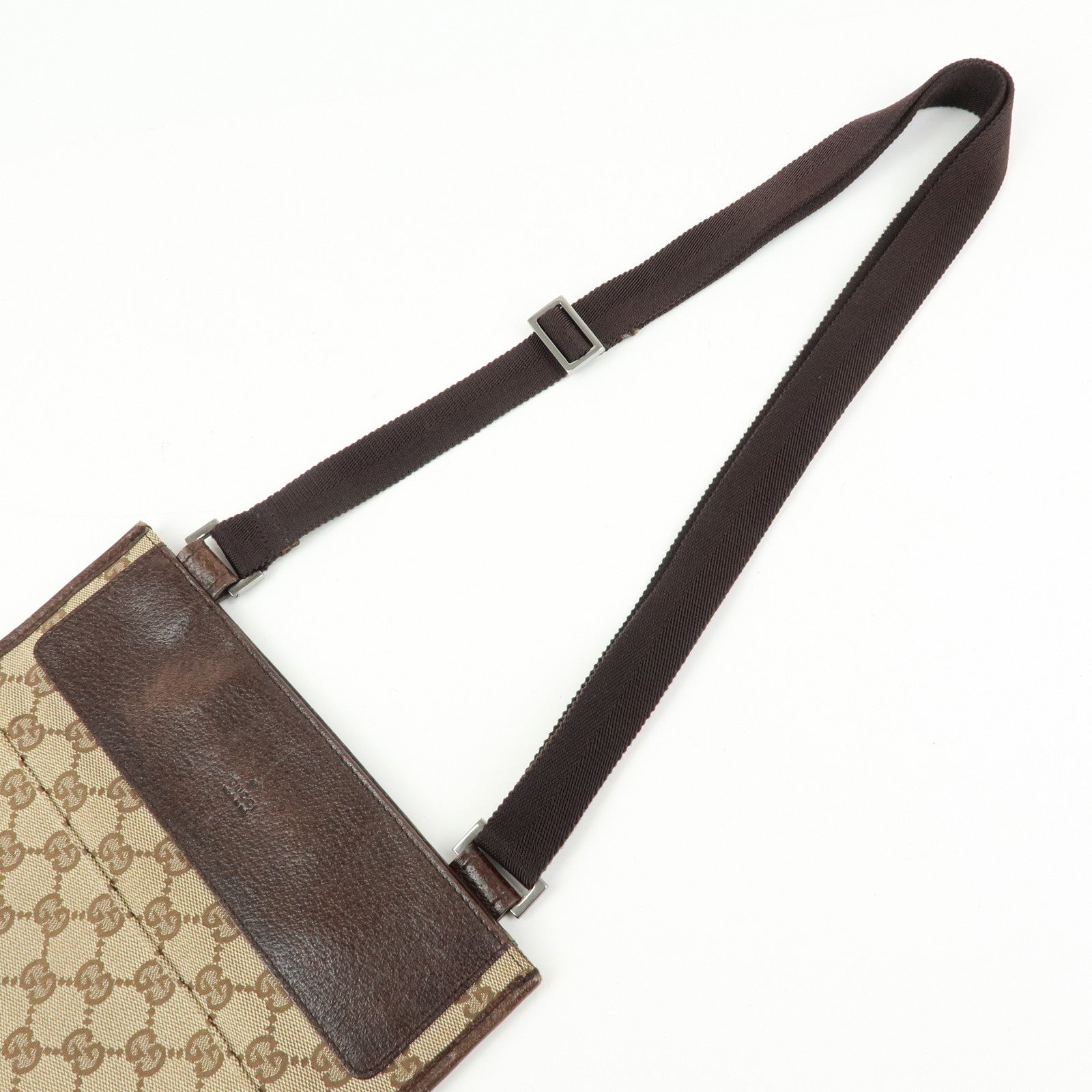 GUCCI GG Canvas Leather Shoulder Crossbody Bag Beige Brown 27639