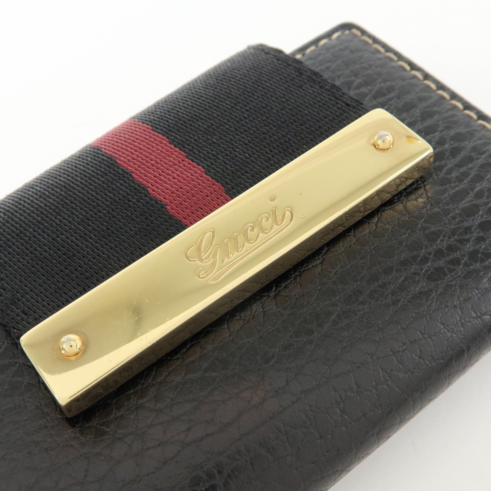 GUCCI Sherry Leather 6 Ring Key Case Key Holder Black 181673