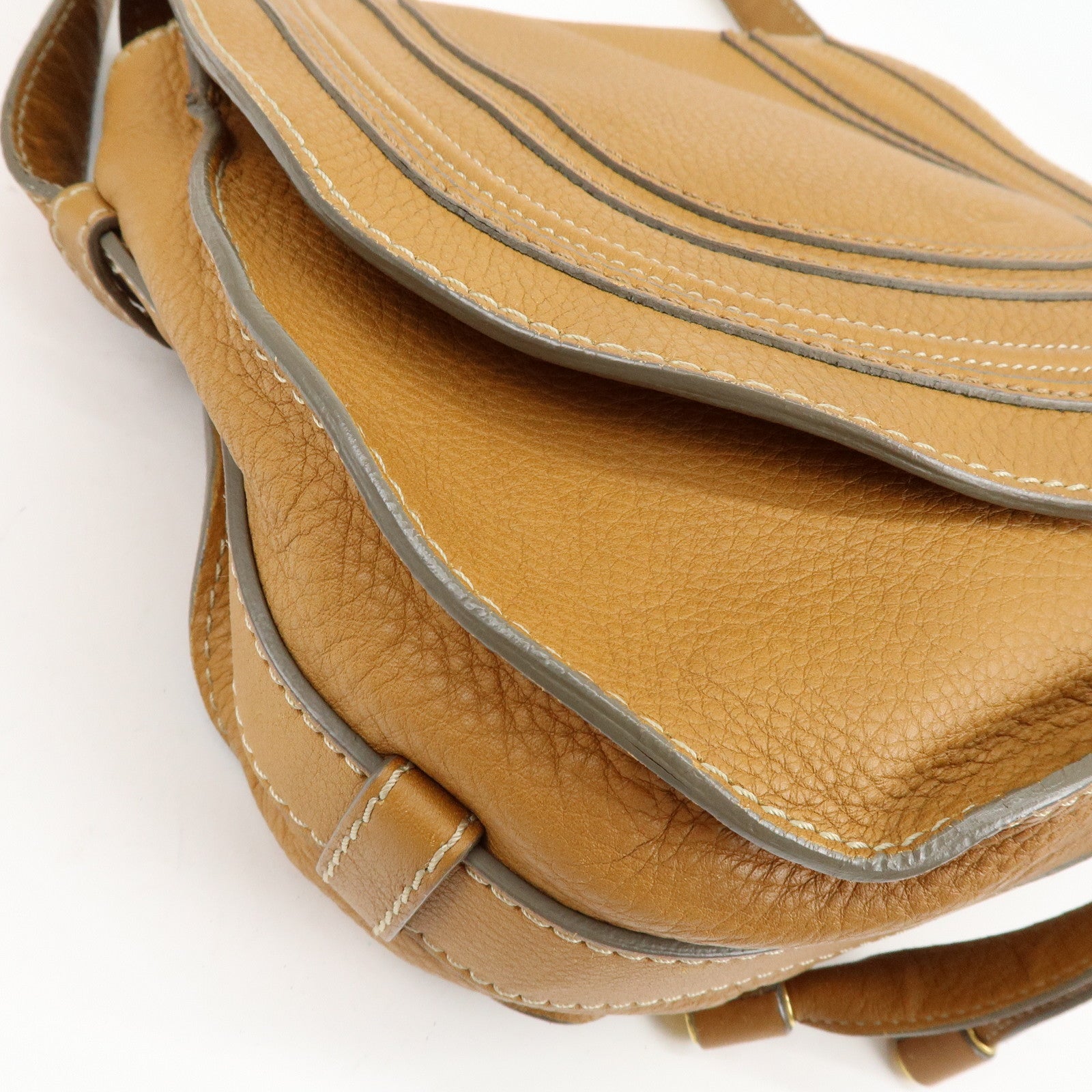Chloe Marcie Leather Shoulder Bag Saddle Bag Crossbody Bag Brown