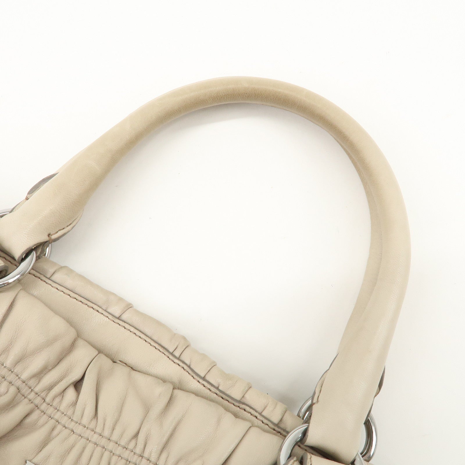 PRADA Leather 2WAY Bag Hand Bag Shoulder Bag Ivory BN1789