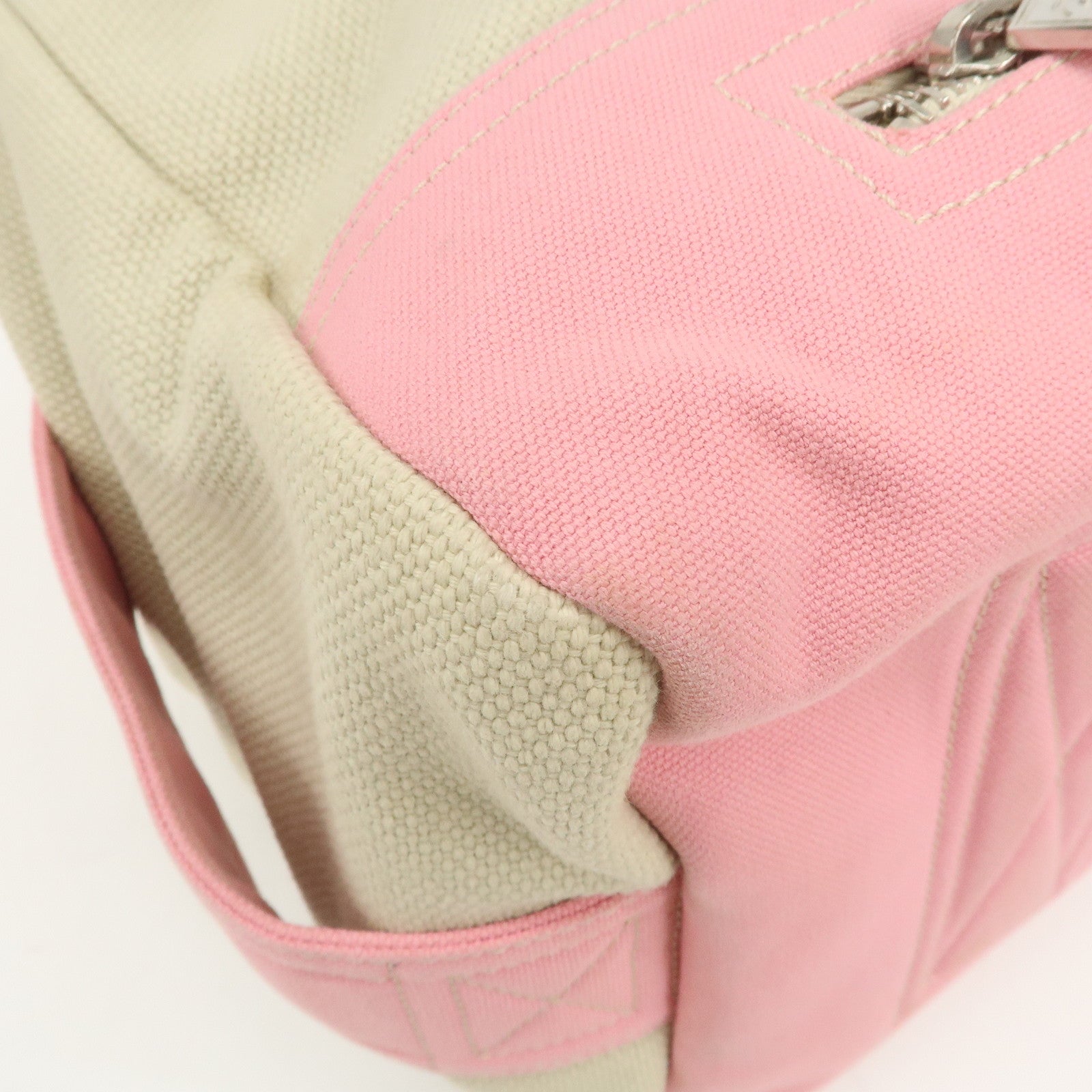 CHANEL Sport Line Canvas Boston Bag Hand Shoulder Bag Ivory Pink