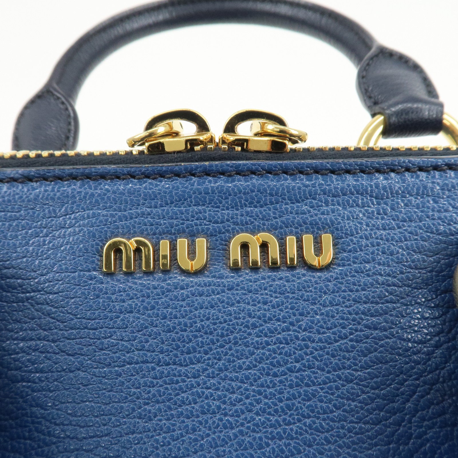 MIU MIU MADRAS 2Way Bag Hand Bag Shoulder Bag Blue RL0058