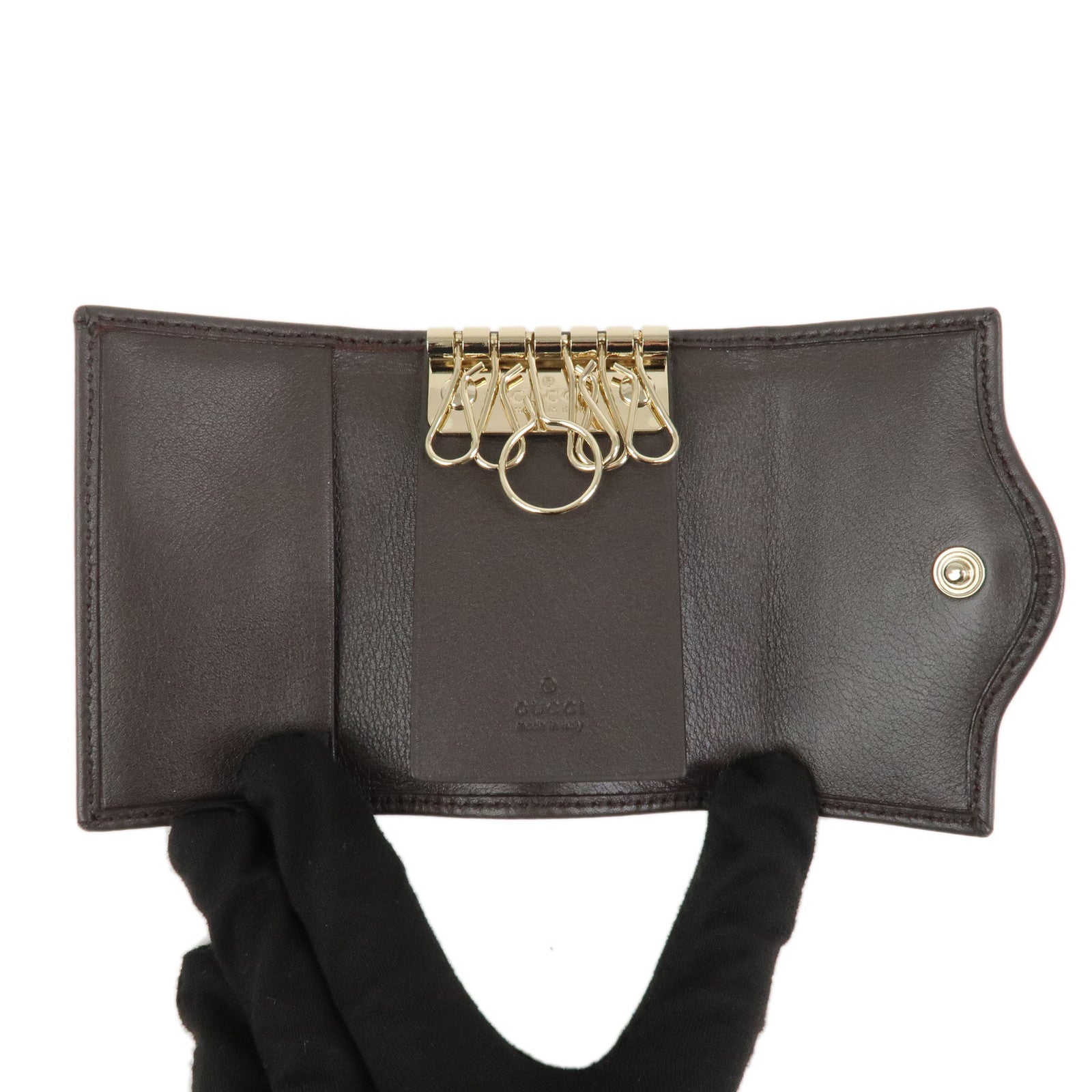 GUCCI Sukey GG Canvas Leather 6 Ring Key Case Beige Brown 282432