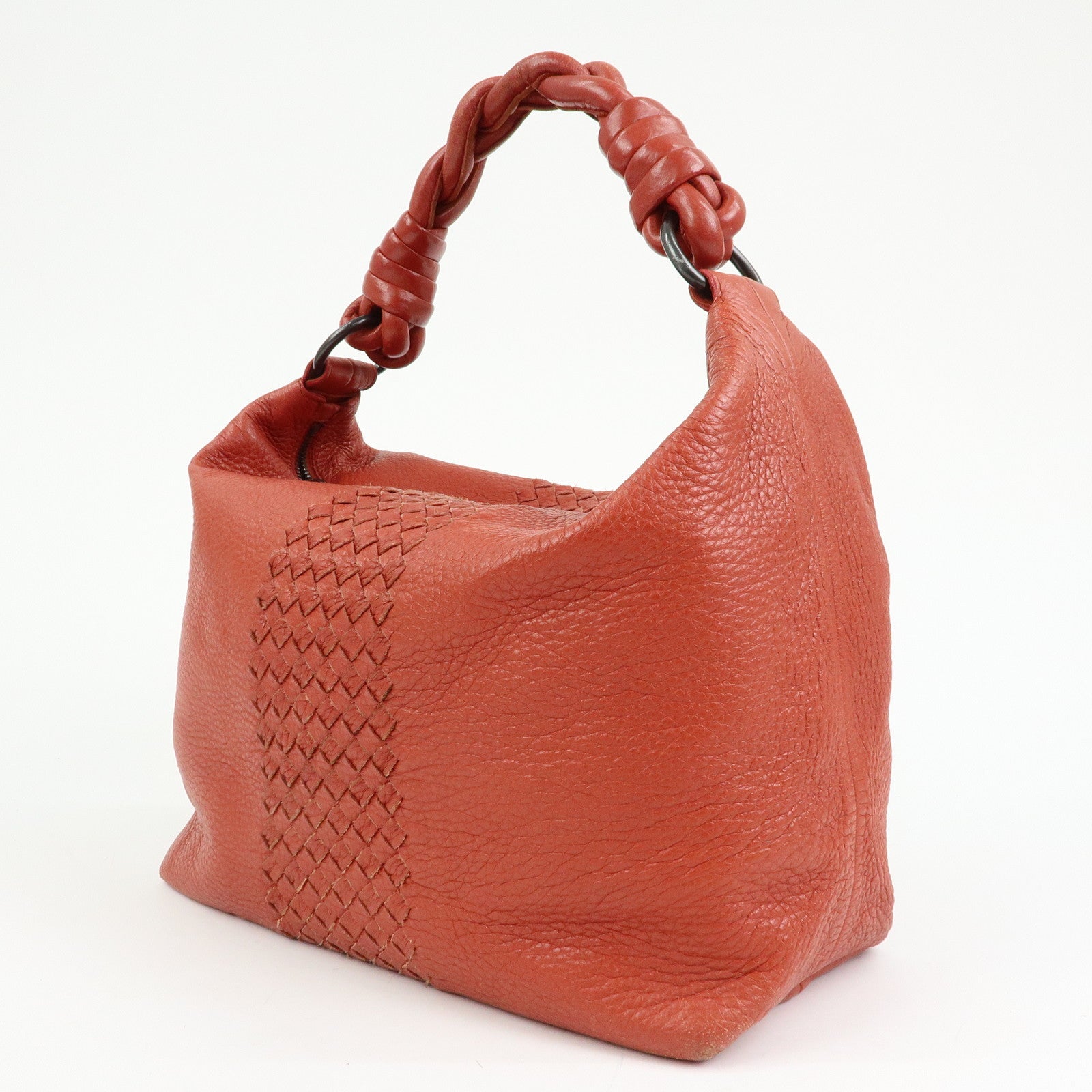 BOTTEGA VENETA Intrecciato Leather Shoulder Bag Red Brown 179331