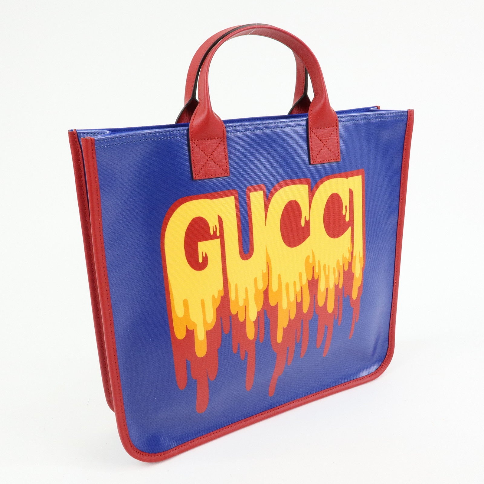 GUCCI Children's PVC Leather Tote Bag Hand Bag Blue Red 550763