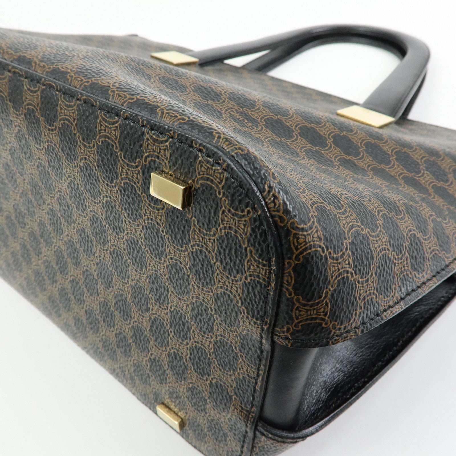 CELINE Macadam PVC Leather 2Way Bag Hand Bag Shoulder Bag Brown