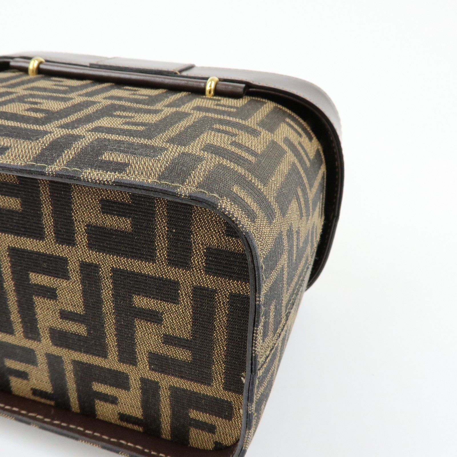 FENDI Zucca Canvas Leather 2Way Bag Hand Bag Shoulder Bag 914931