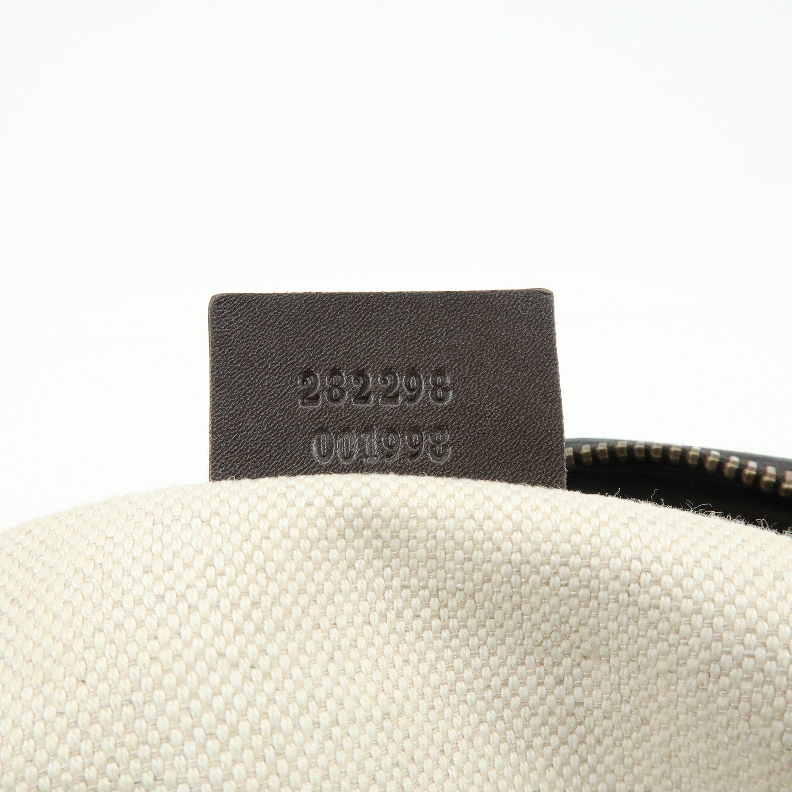 GUCCI Interlocking G Canvas Leather Shoulder Bag Beige 282298