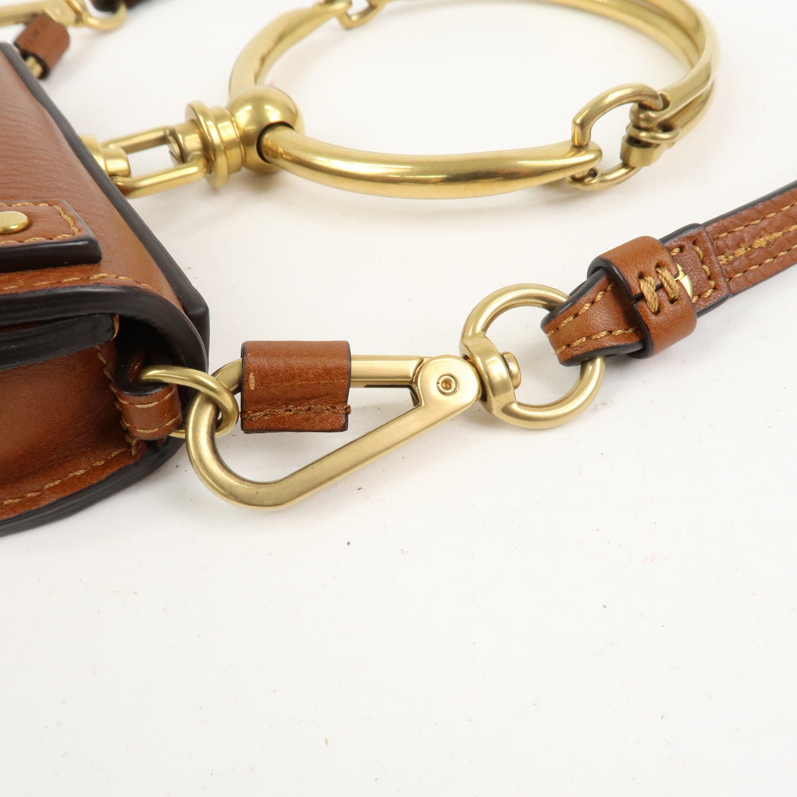 Chloe Alphabet Nile Minaudier Calf Leather 2Way Bag Shoulder Bag