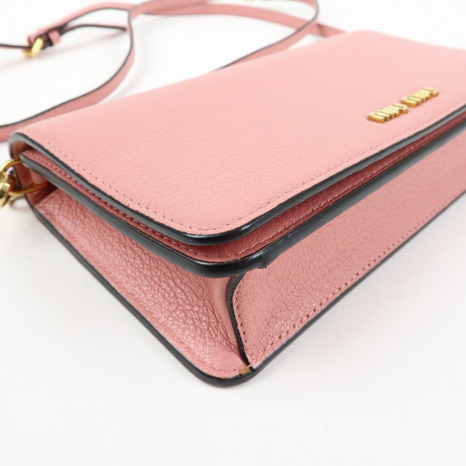 MIU MIU Madras Leather 2Way Clutch Bag Shoulder Bag Pink 5ZH044