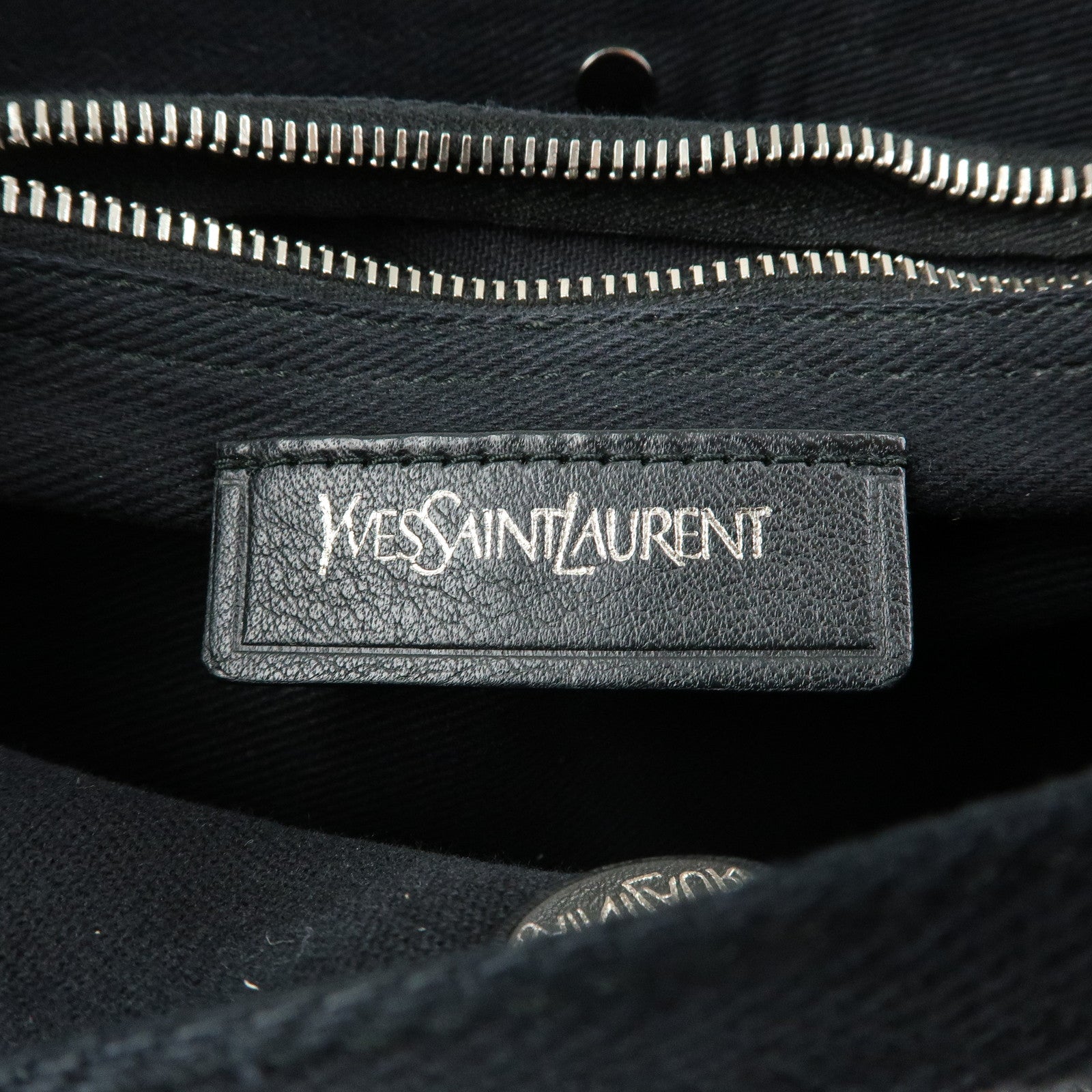 SAINT LAURENT PARIS Muse Two Leather Canvas 2WAY Bag Black 527411