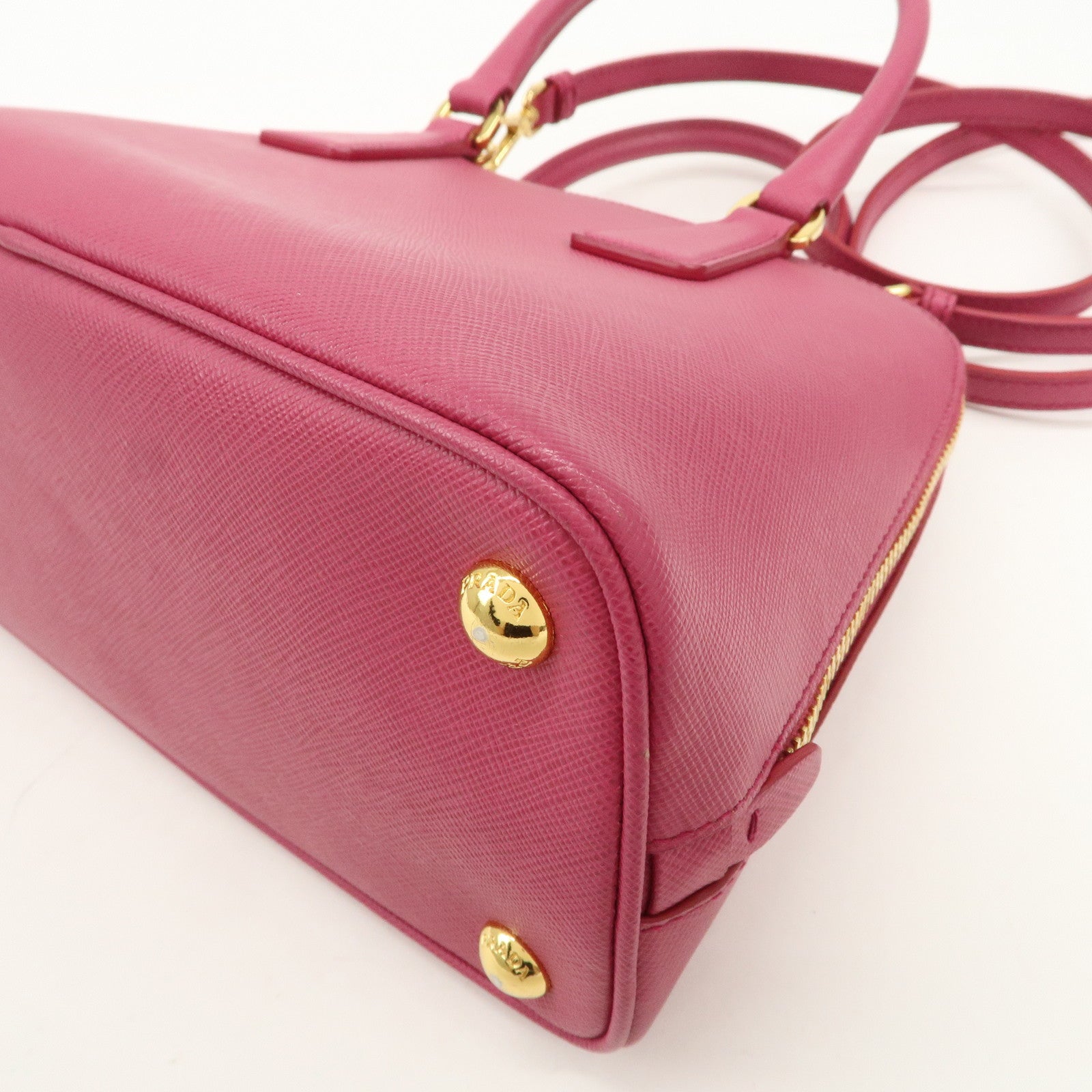 PRADA Saffiano Leather 2Way Hand Bag Shoulder Bag Pink 1BA838