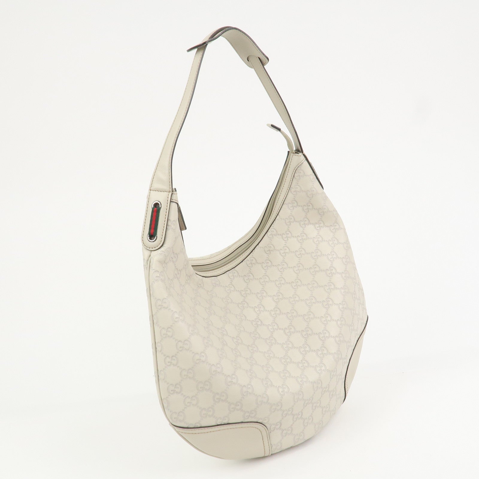 GUCCI Sherry Guccissima Leather Shoulder Bag Hand Bag Ivory 293596