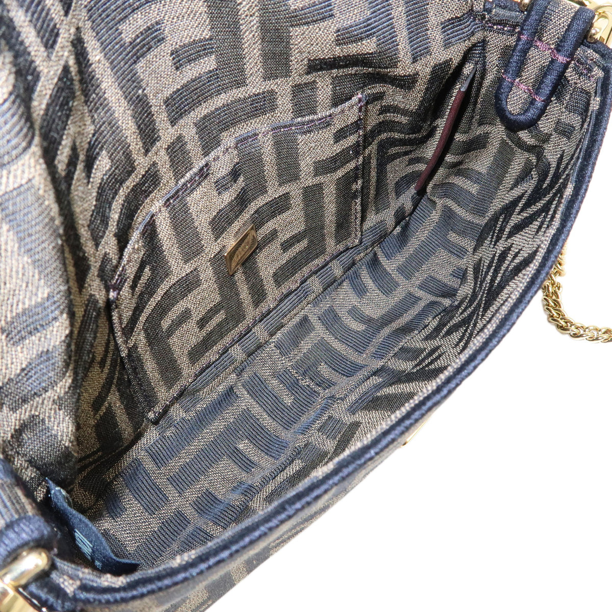 FENDI Zucca Jaquard Canvas Baguette Small 2Way Hand Bag Brown 8BS017