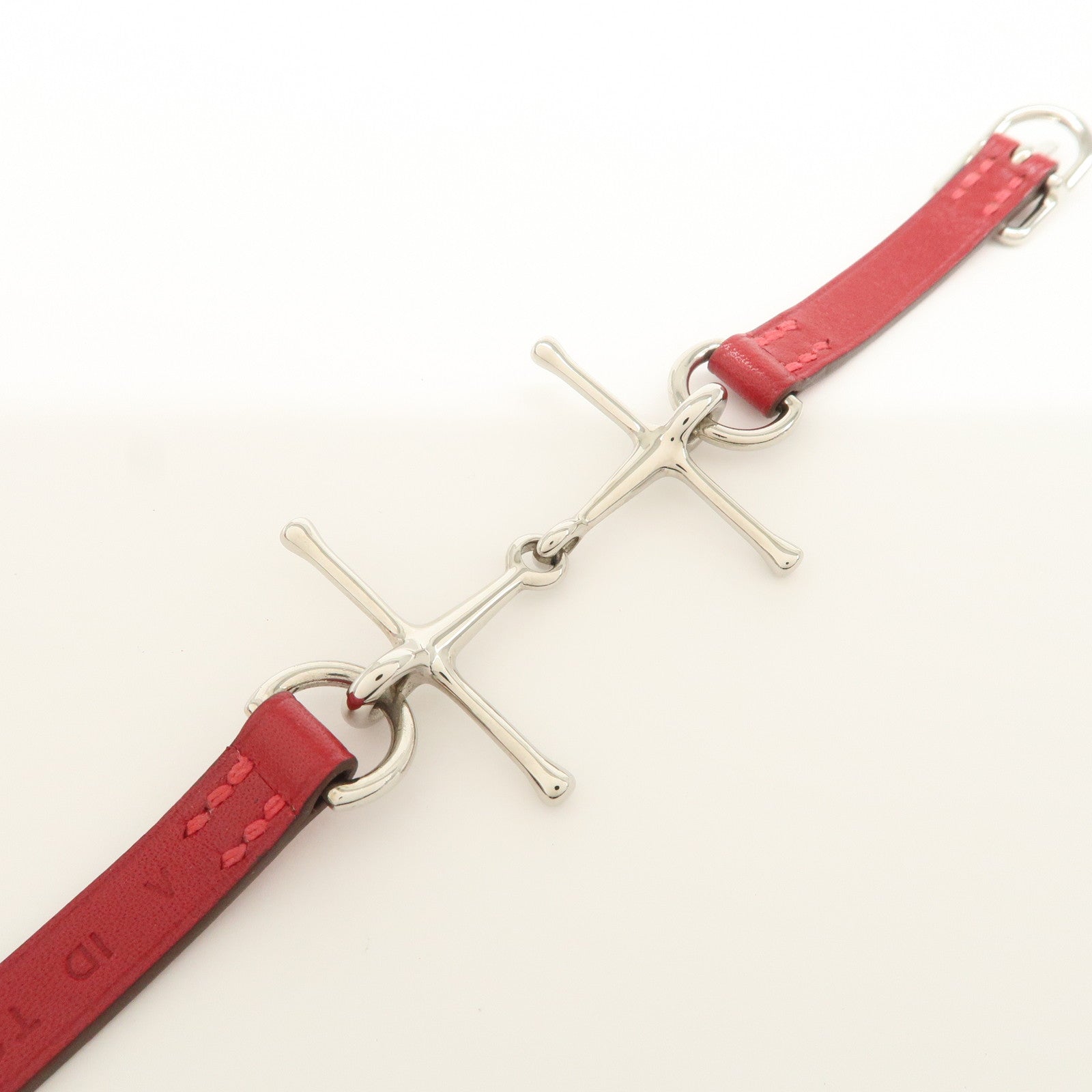 HERMERS MORS Leather Bracelet Red Silver Hardware