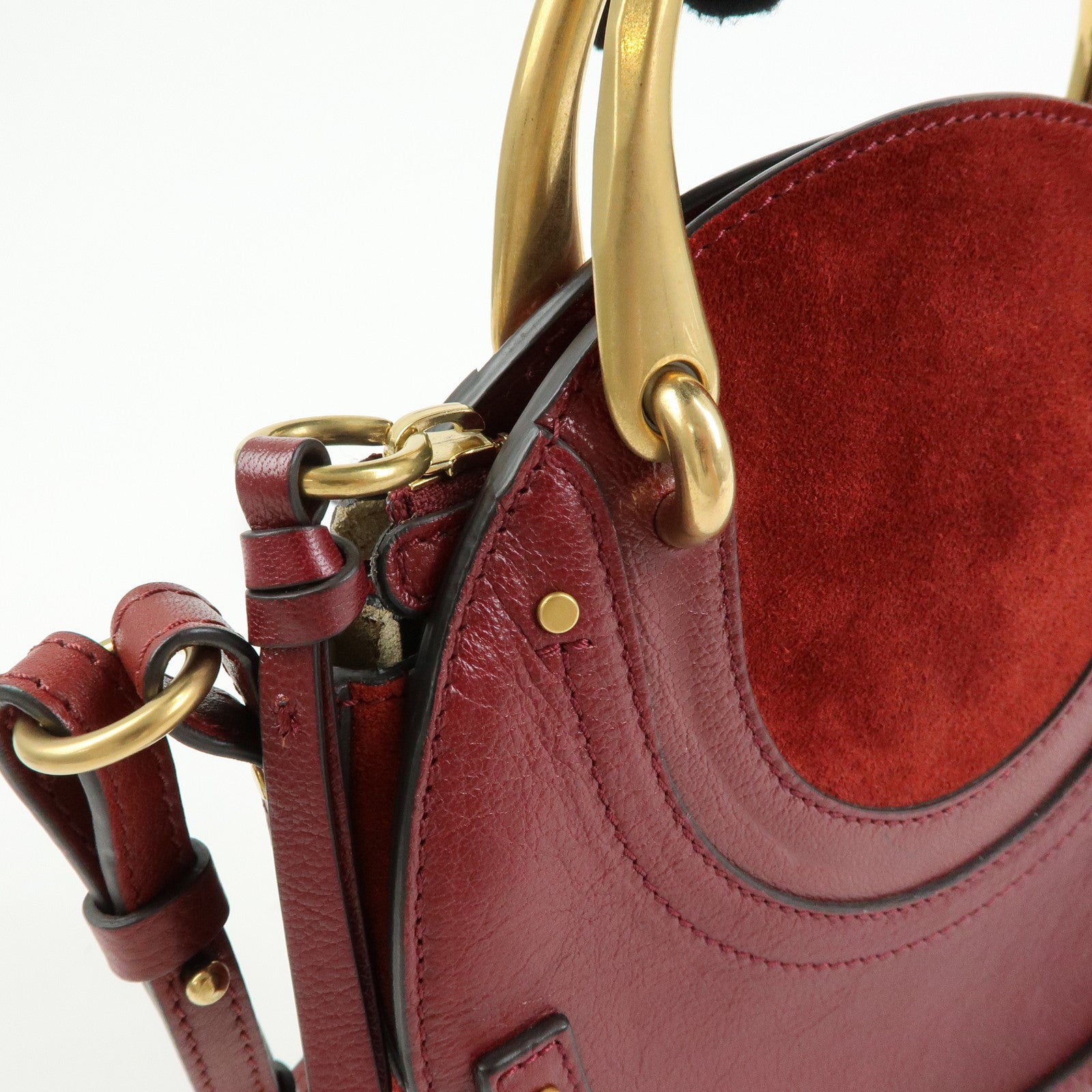 Chloe Pixie Leather Suede 2Way Bag Hand Bag Shoulder Bag Bordeaux