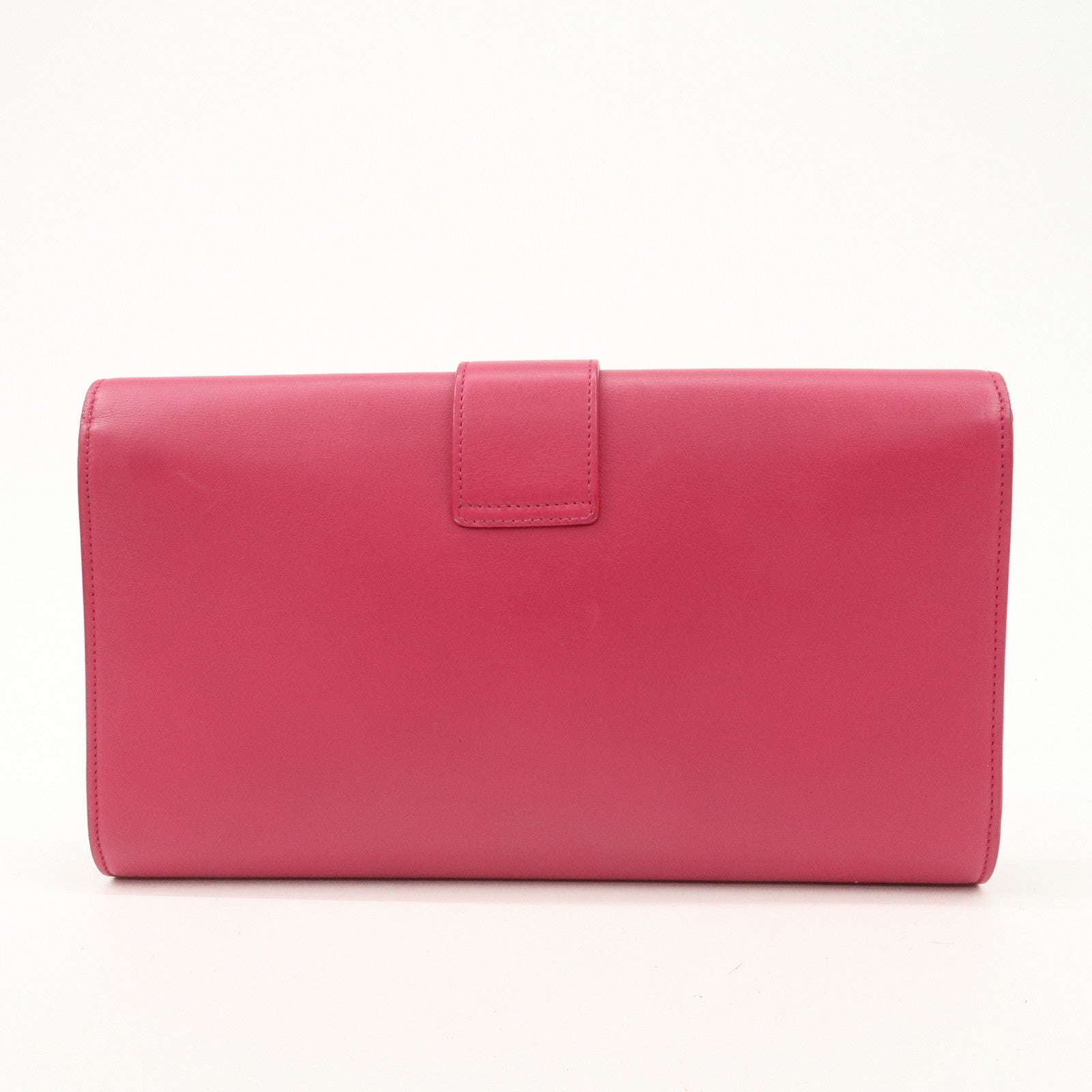 SAINT LAURENT PARIS Leather Clutch Bag Pink Gold HDW Used